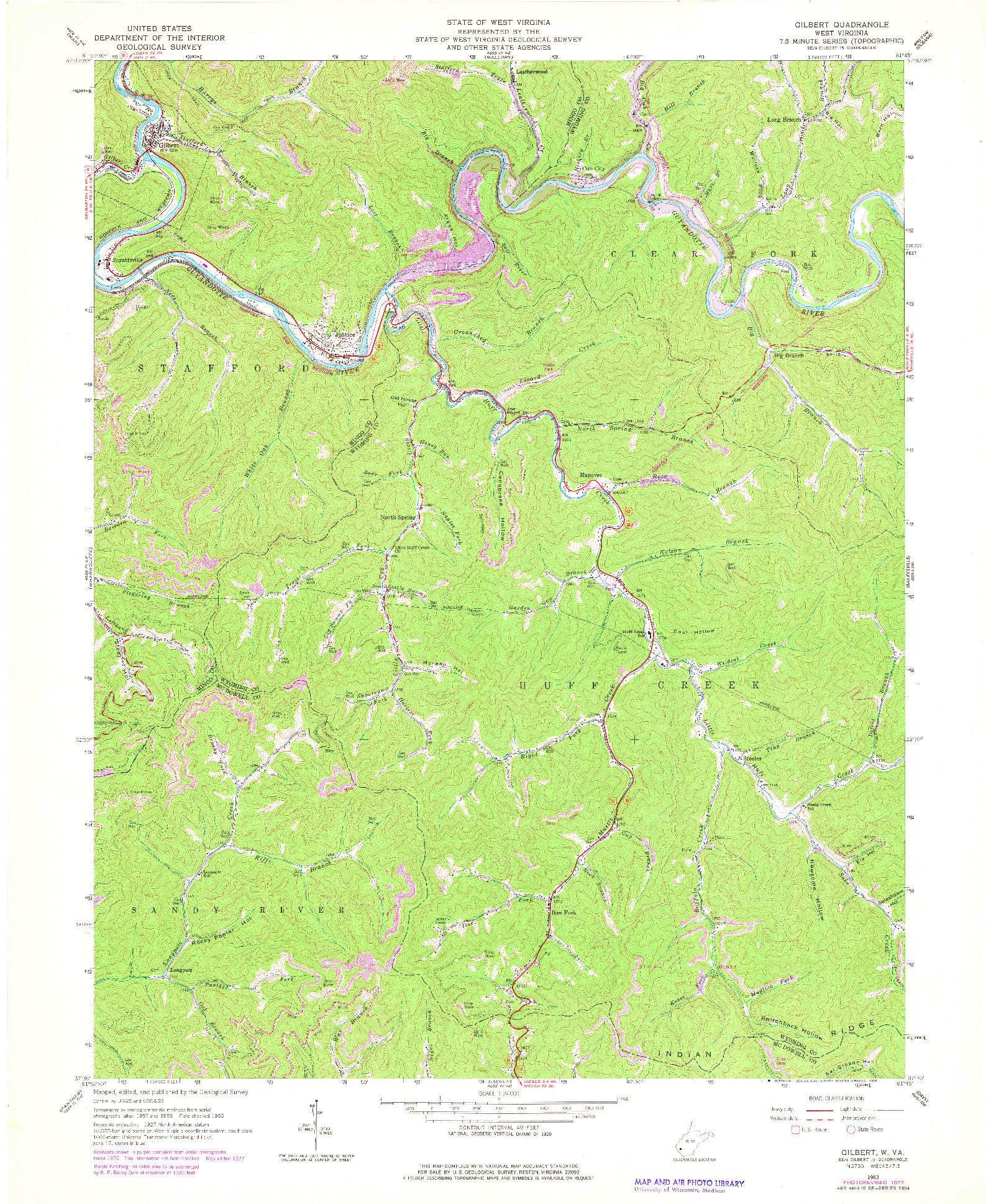 USGS 1:24000-SCALE QUADRANGLE FOR GILBERT, WV 1963