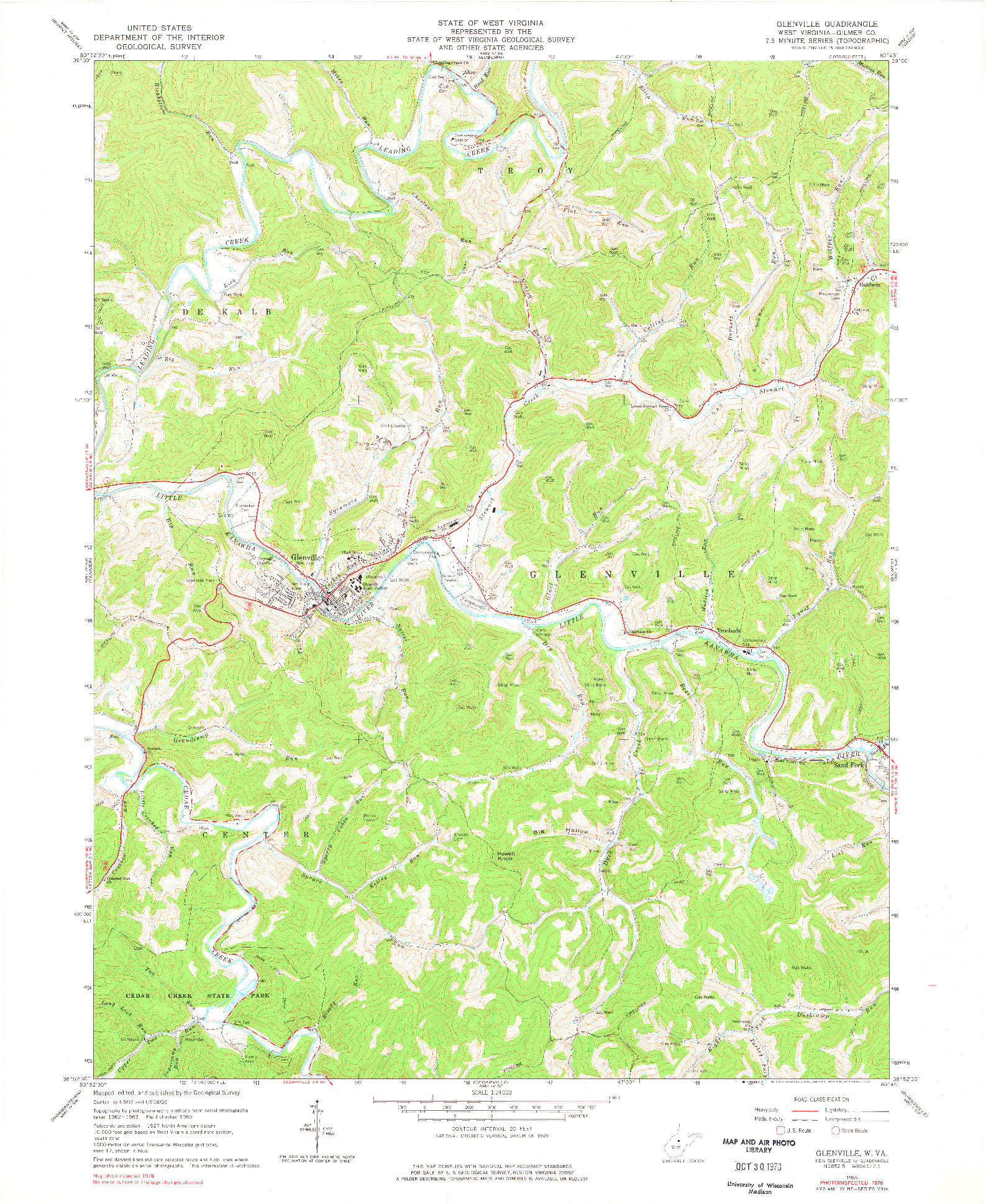 USGS 1:24000-SCALE QUADRANGLE FOR GLENVILLE, WV 1965