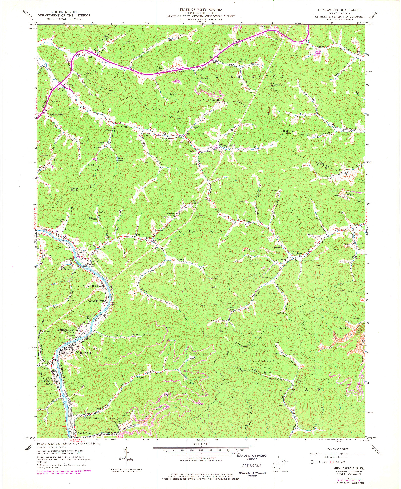 USGS 1:24000-SCALE QUADRANGLE FOR HENLAWSON, WV 1963