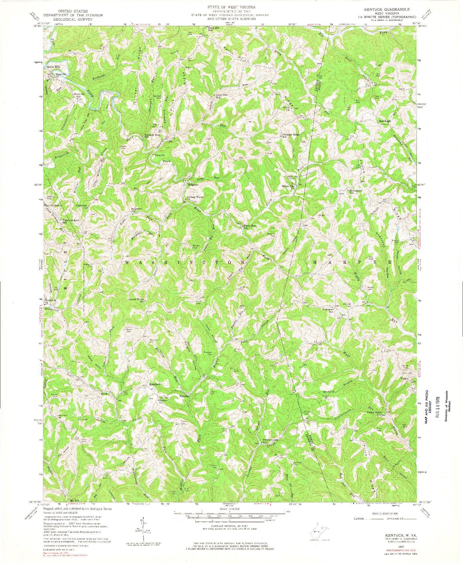 USGS 1:24000-SCALE QUADRANGLE FOR KENTUCK, WV 1957