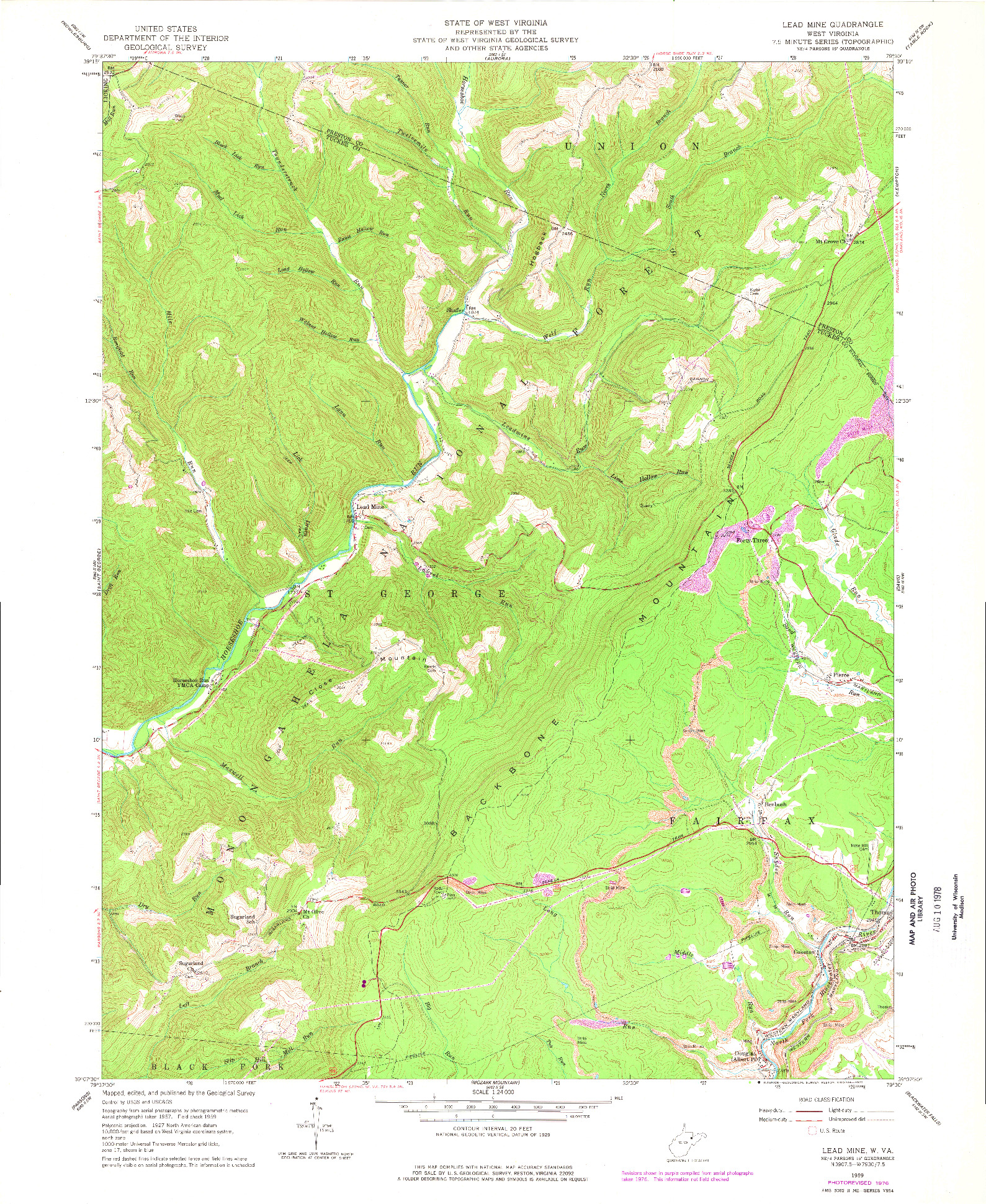 USGS 1:24000-SCALE QUADRANGLE FOR LEAD MINE, WV 1959