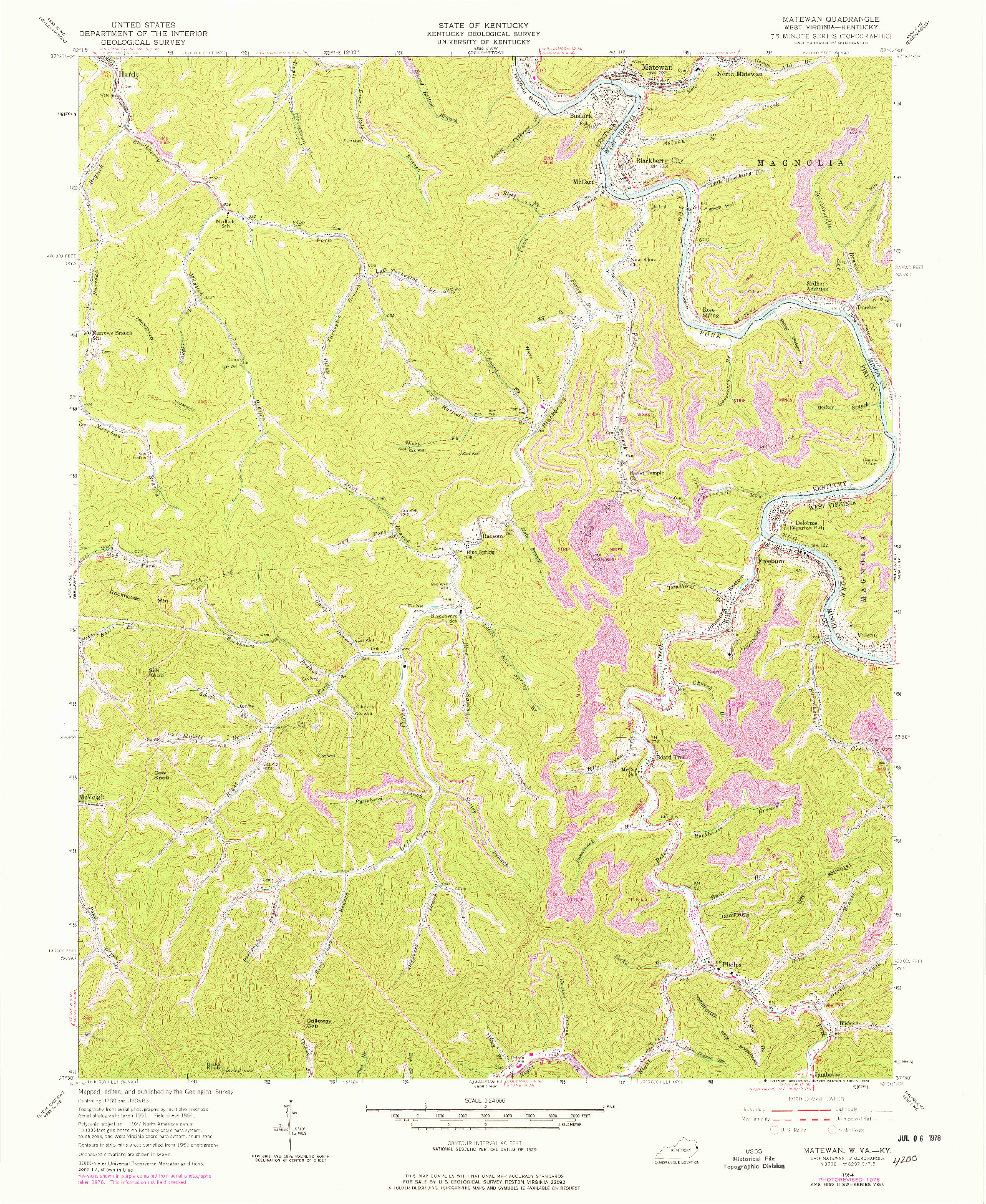 USGS 1:24000-SCALE QUADRANGLE FOR MATEWAN, WV 1954