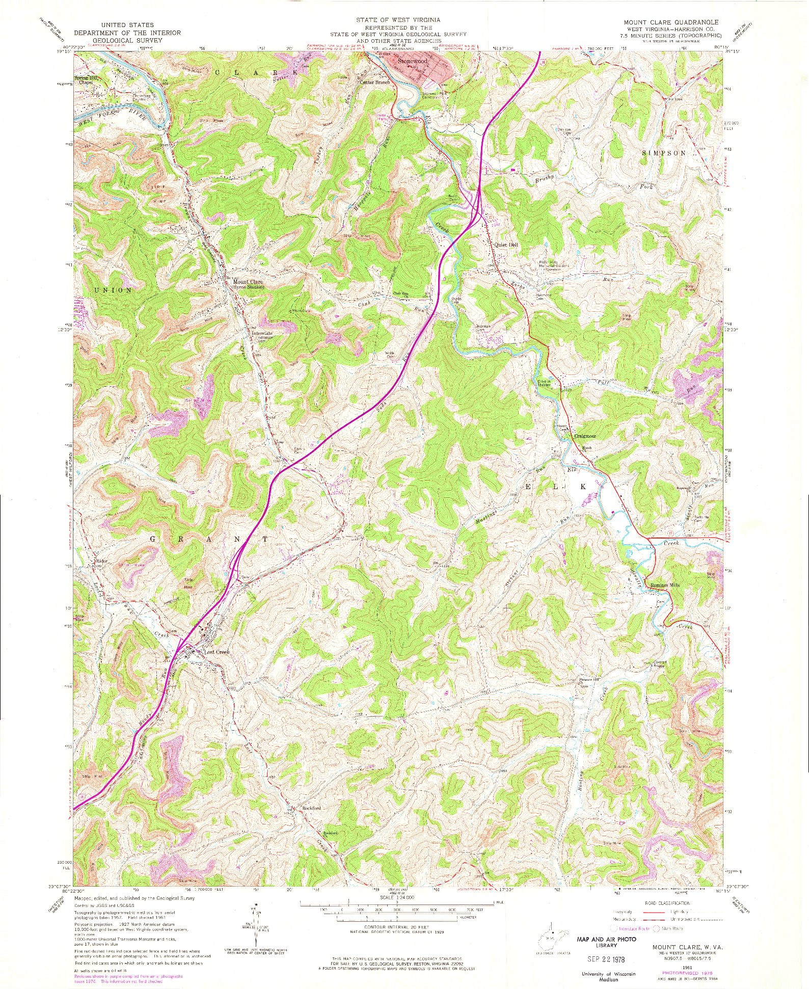 USGS 1:24000-SCALE QUADRANGLE FOR MOUNT CLARE, WV 1961