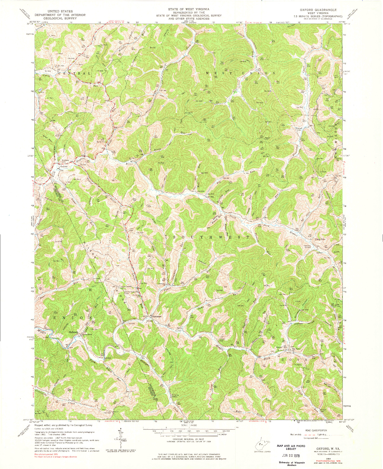 USGS 1:24000-SCALE QUADRANGLE FOR OXFORD, WV 1964