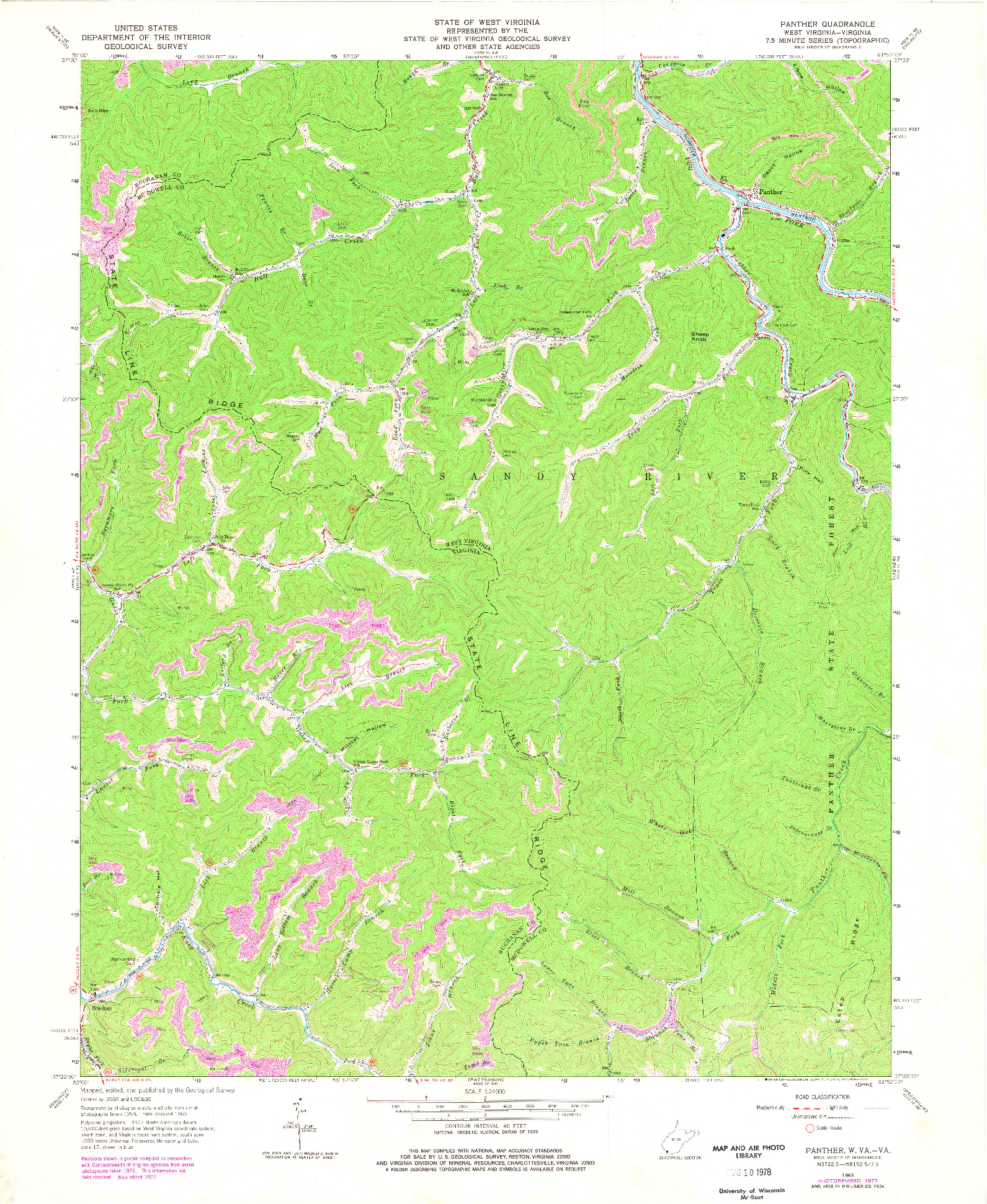 USGS 1:24000-SCALE QUADRANGLE FOR PANTHER, WV 1963