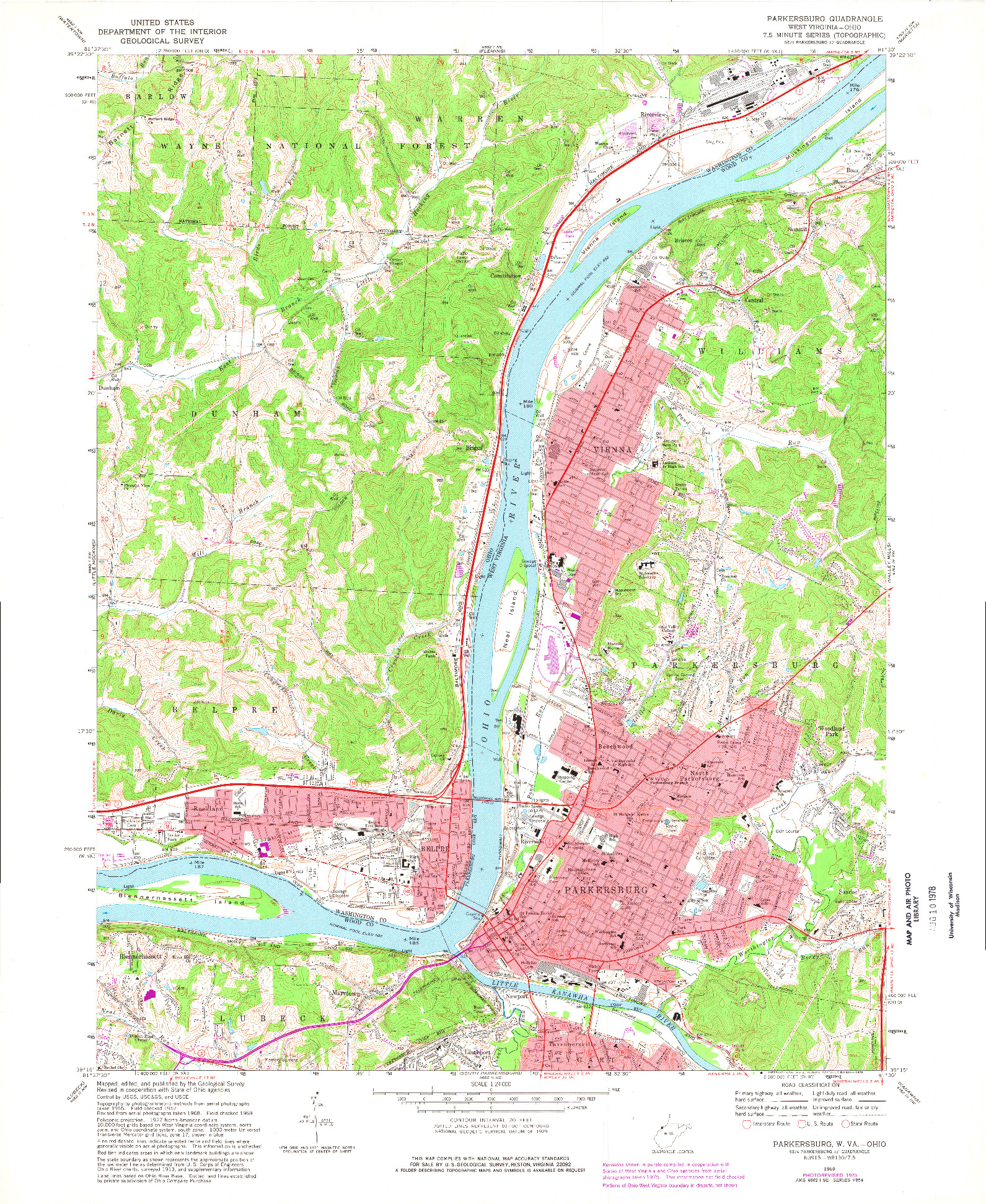 USGS 1:24000-SCALE QUADRANGLE FOR PARKERSBURG, WV 1969