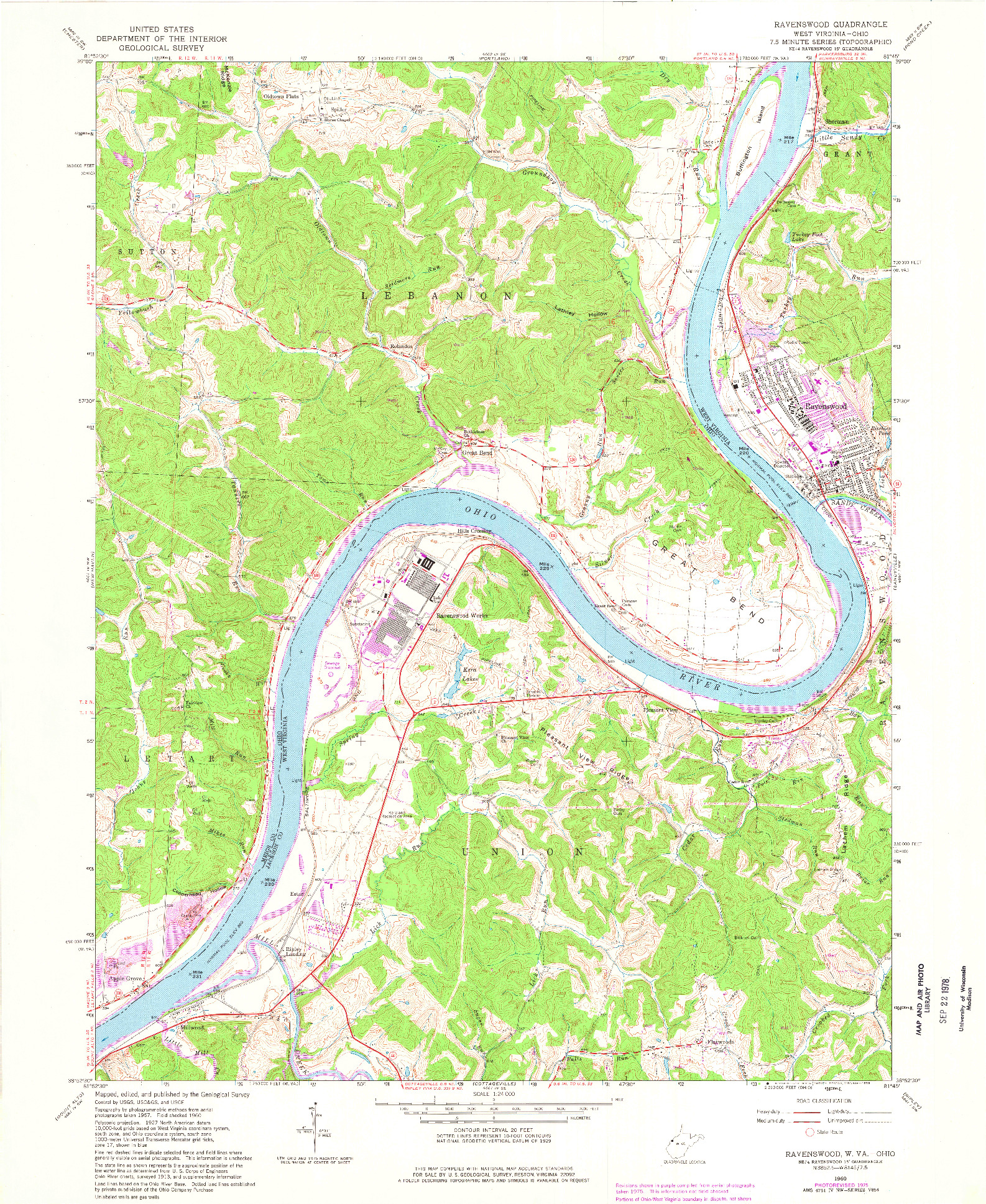 USGS 1:24000-SCALE QUADRANGLE FOR RAVENSWOOD, WV 1960