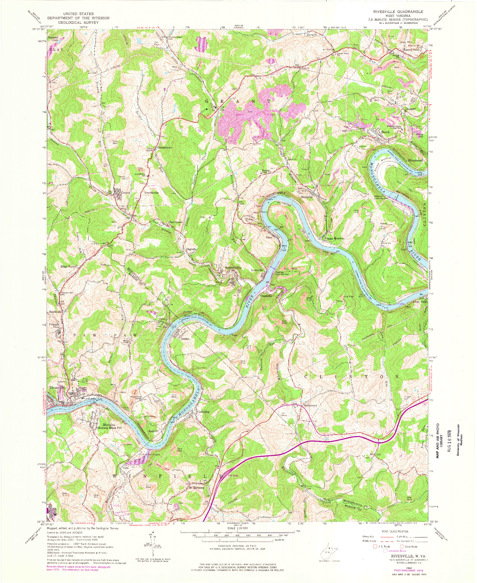 USGS 1:24000-SCALE QUADRANGLE FOR RIVESVILLE, WV 1960