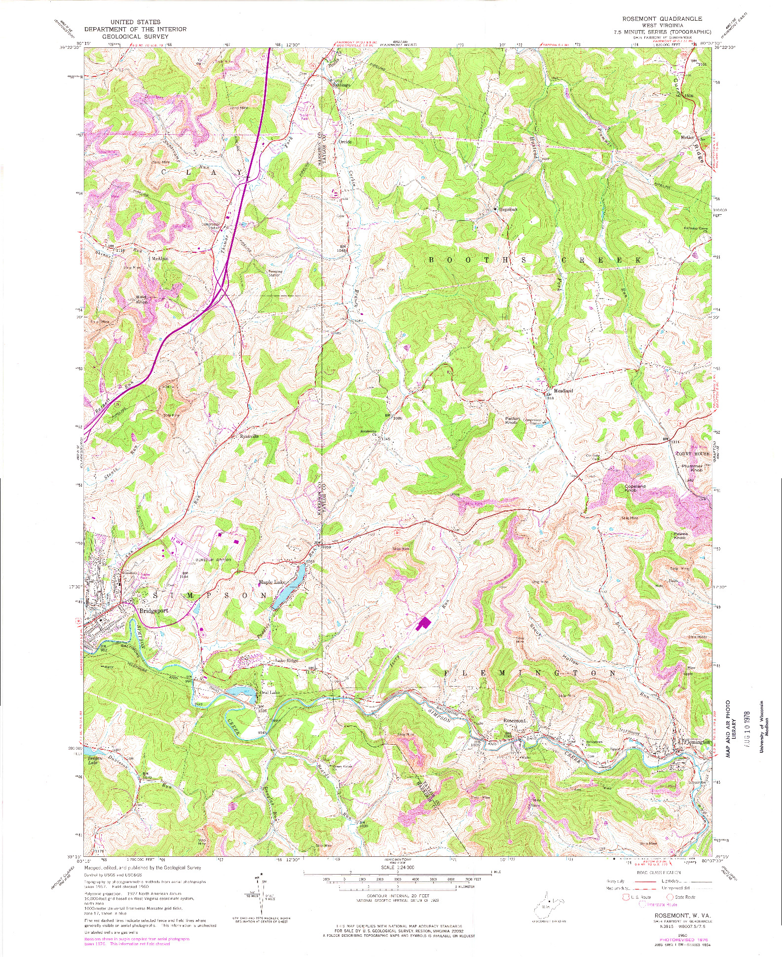 USGS 1:24000-SCALE QUADRANGLE FOR ROSEMONT, WV 1960