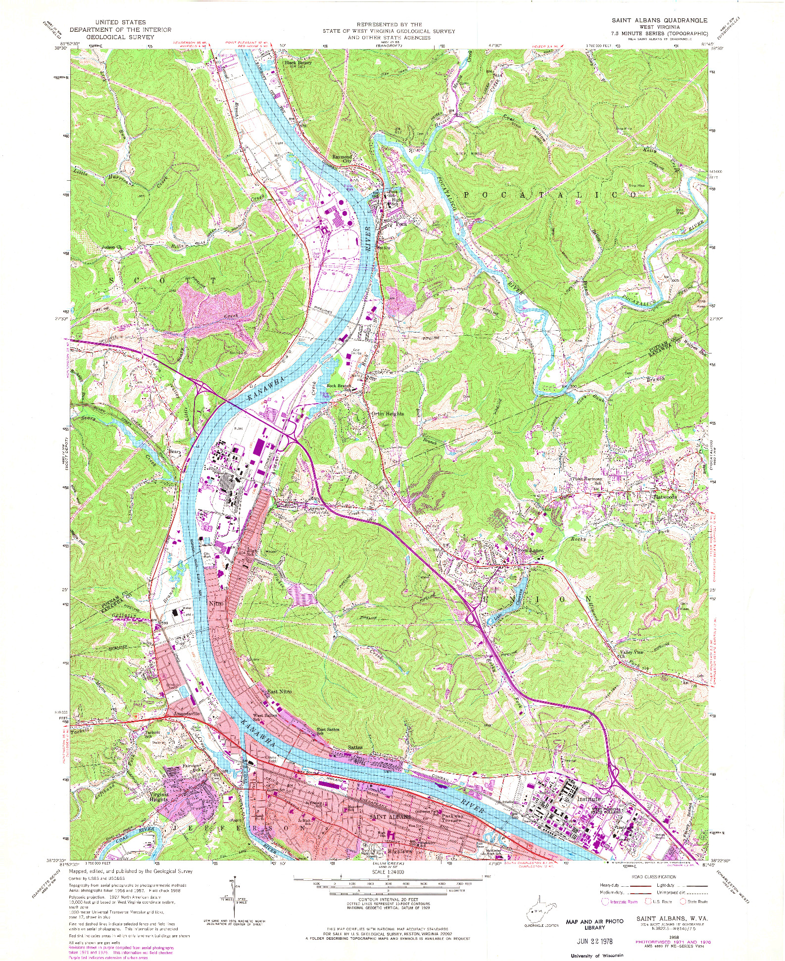 USGS 1:24000-SCALE QUADRANGLE FOR SAINT ALBANS, WV 1958