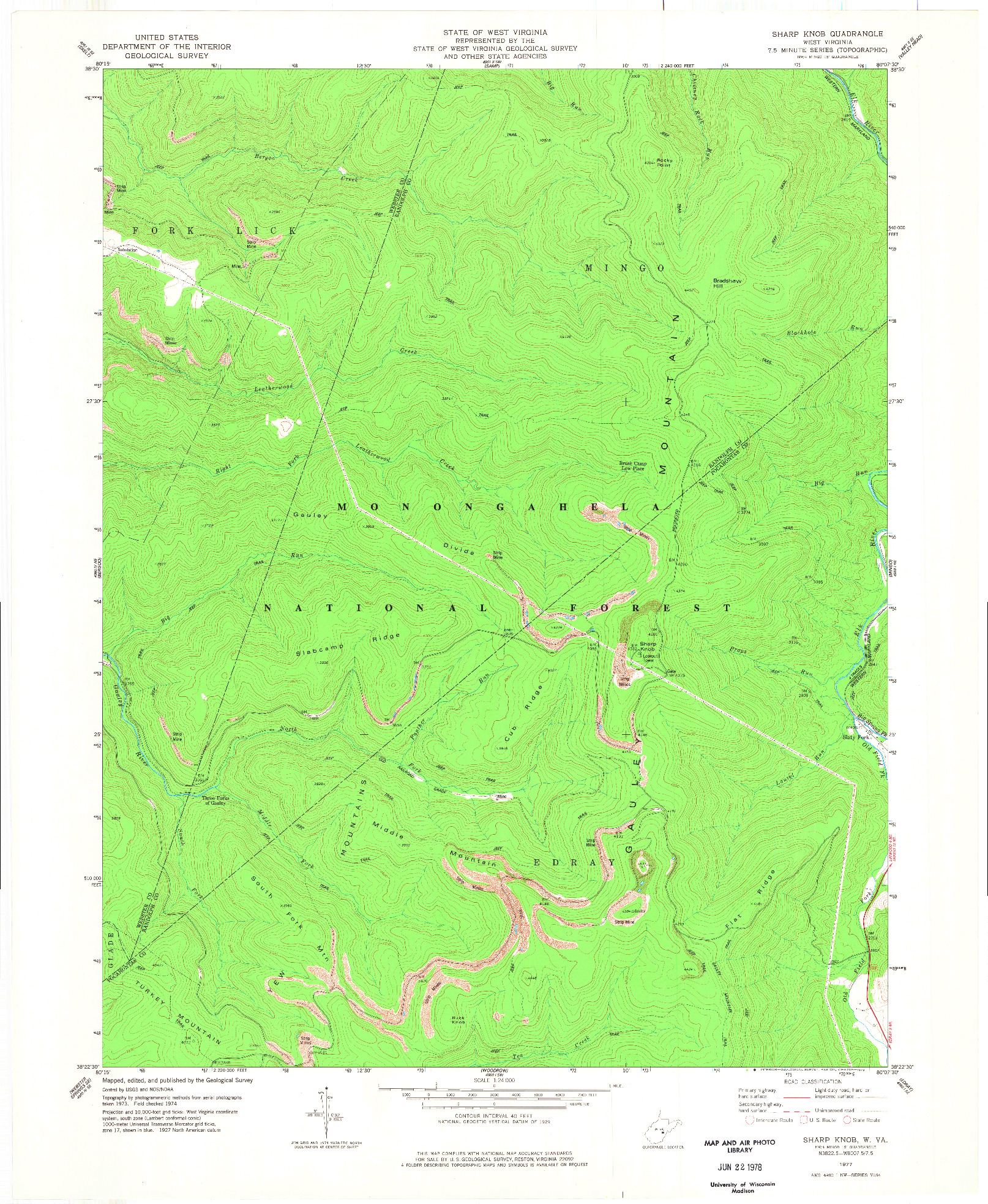 USGS 1:24000-SCALE QUADRANGLE FOR SHARP KNOB, WV 1977