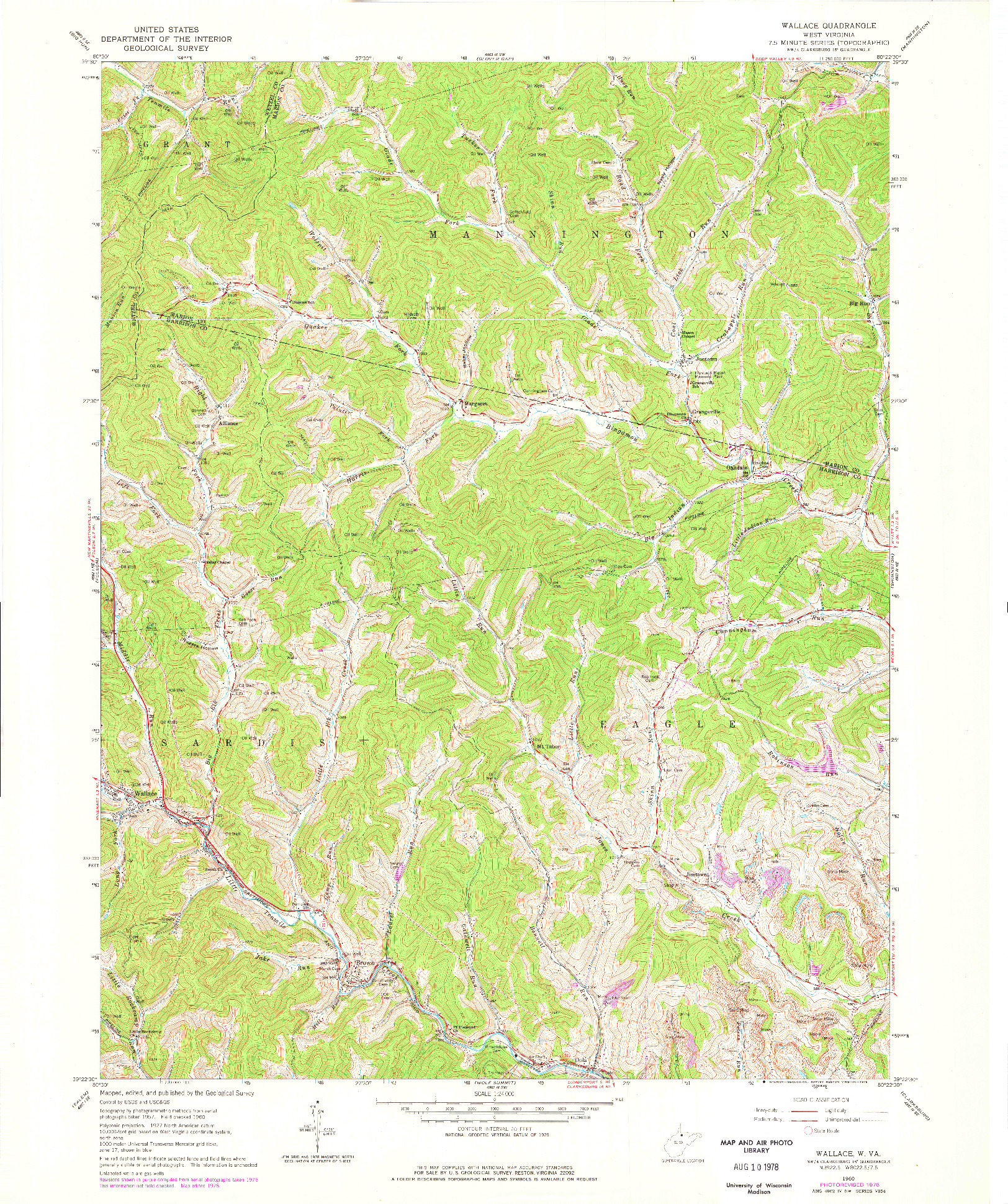 USGS 1:24000-SCALE QUADRANGLE FOR WALLACE, WV 1960