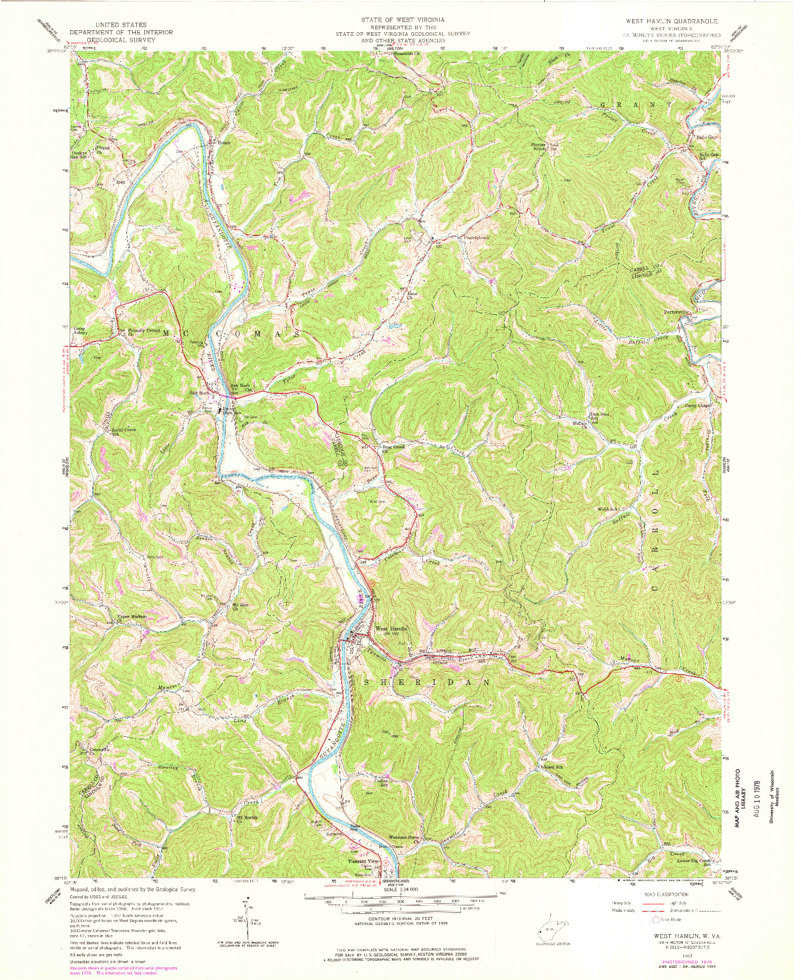 USGS 1:24000-SCALE QUADRANGLE FOR WEST HAMLIN, WV 1957