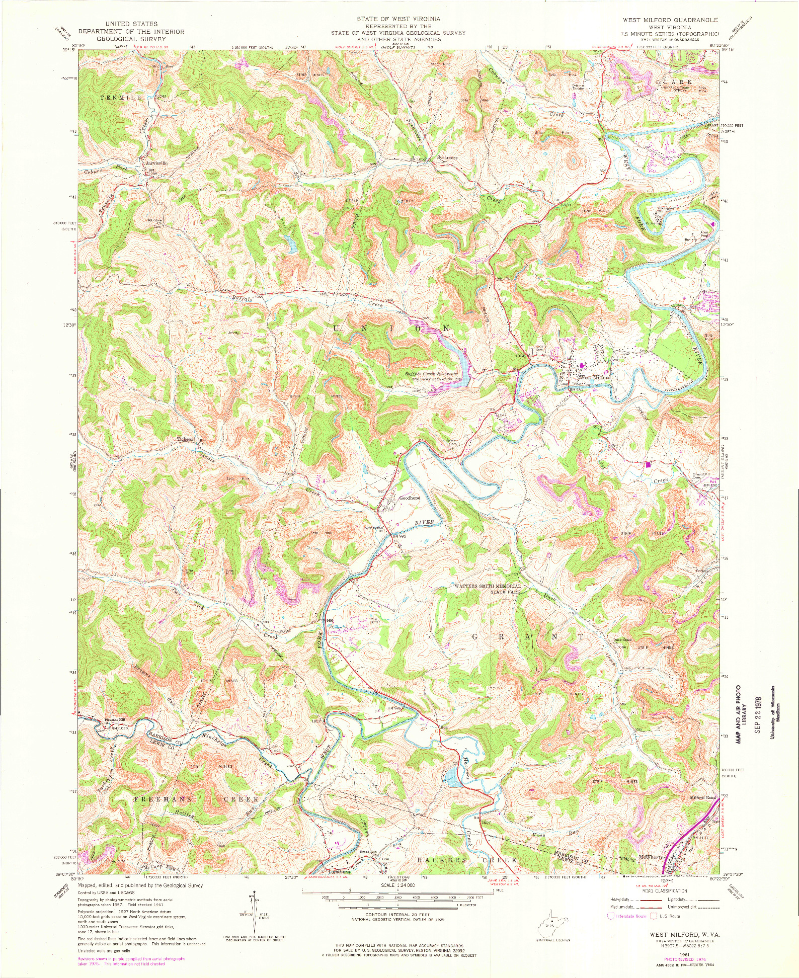 USGS 1:24000-SCALE QUADRANGLE FOR WEST MILFORD, WV 1961