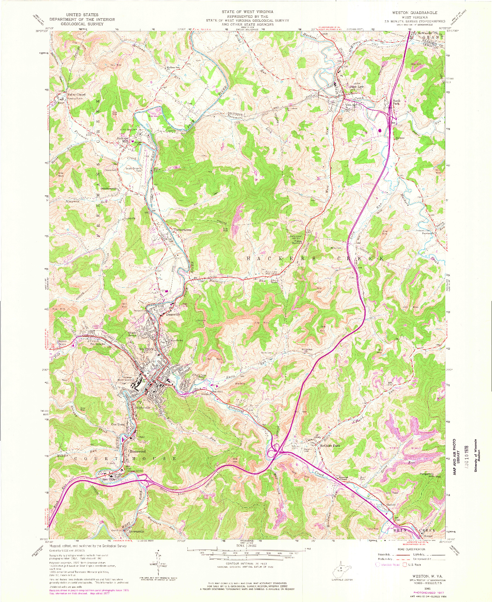 USGS 1:24000-SCALE QUADRANGLE FOR WESTON, WV 1961