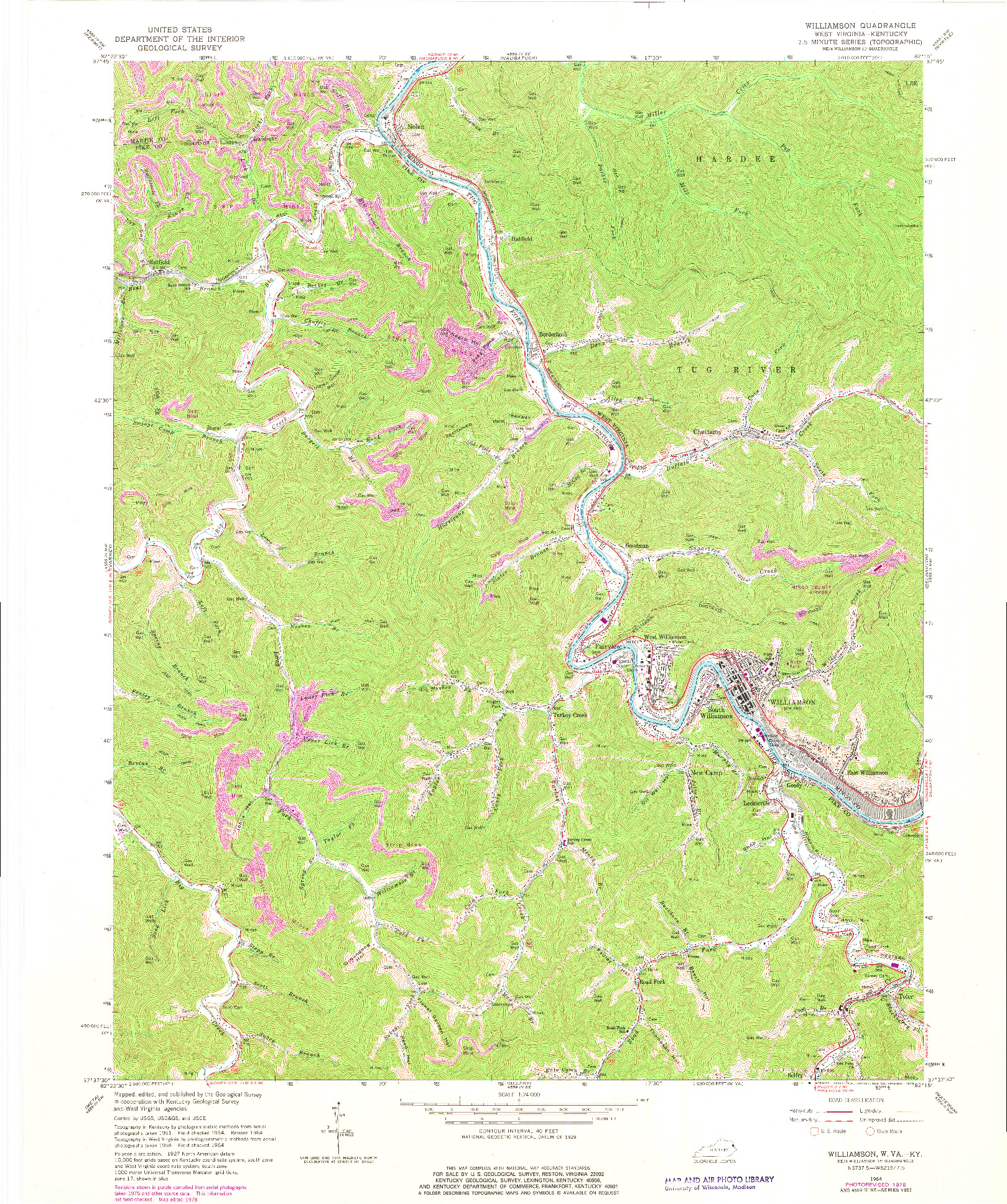 USGS 1:24000-SCALE QUADRANGLE FOR WILLIAMSON, WV 1964
