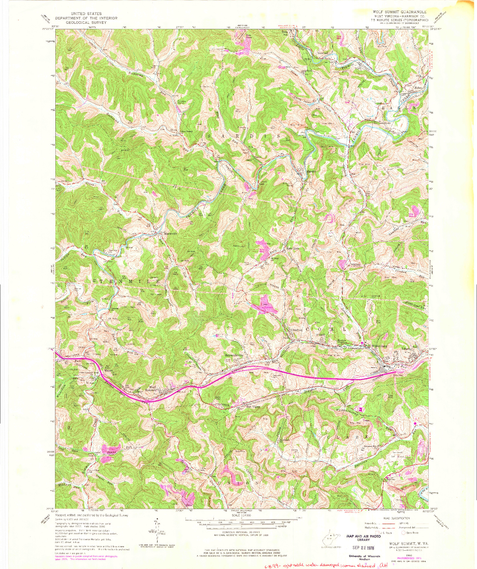 USGS 1:24000-SCALE QUADRANGLE FOR WOLF SUMMIT, WV 1960