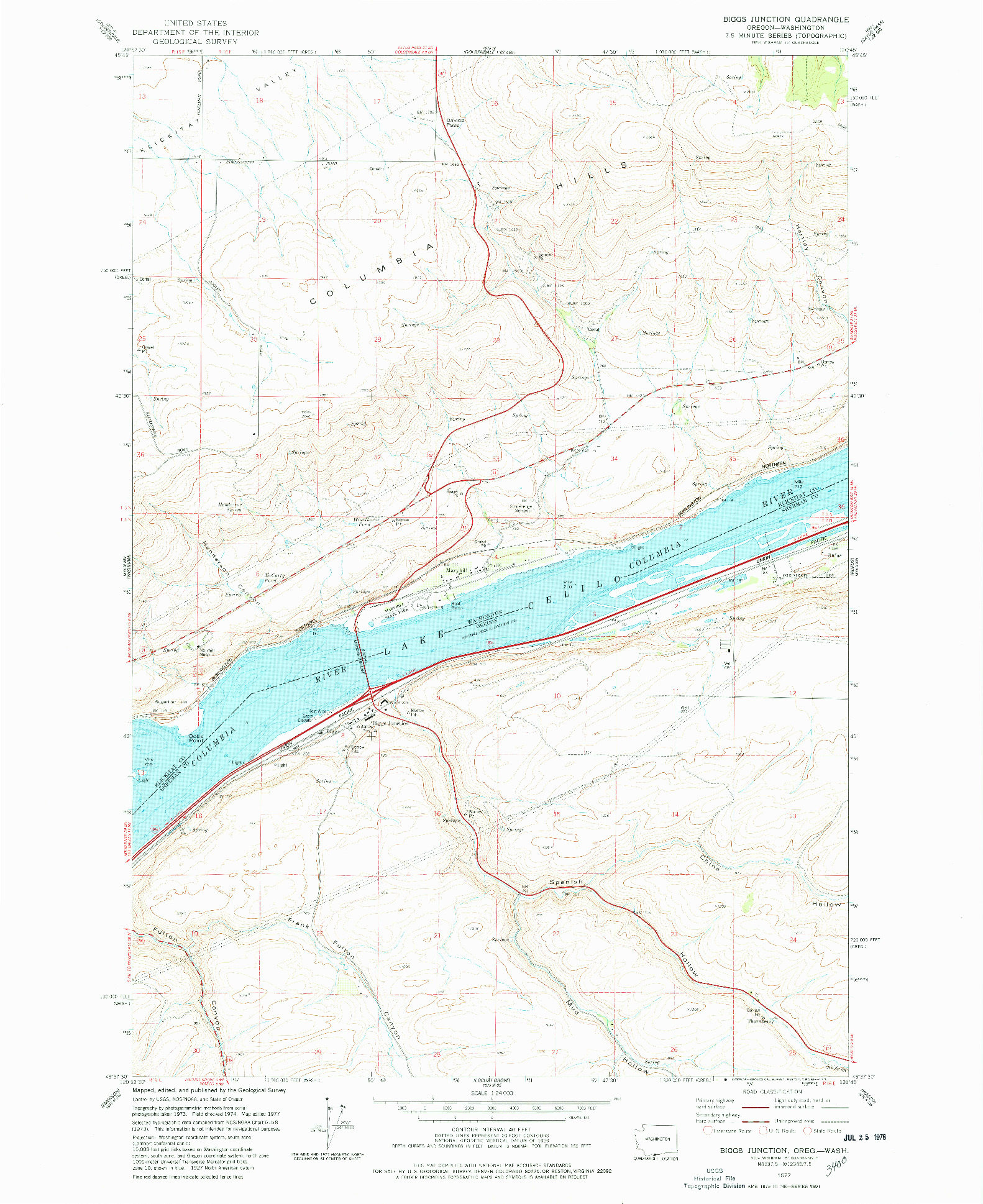 USGS 1:24000-SCALE QUADRANGLE FOR BIGGS JUNCTION, OR 1977