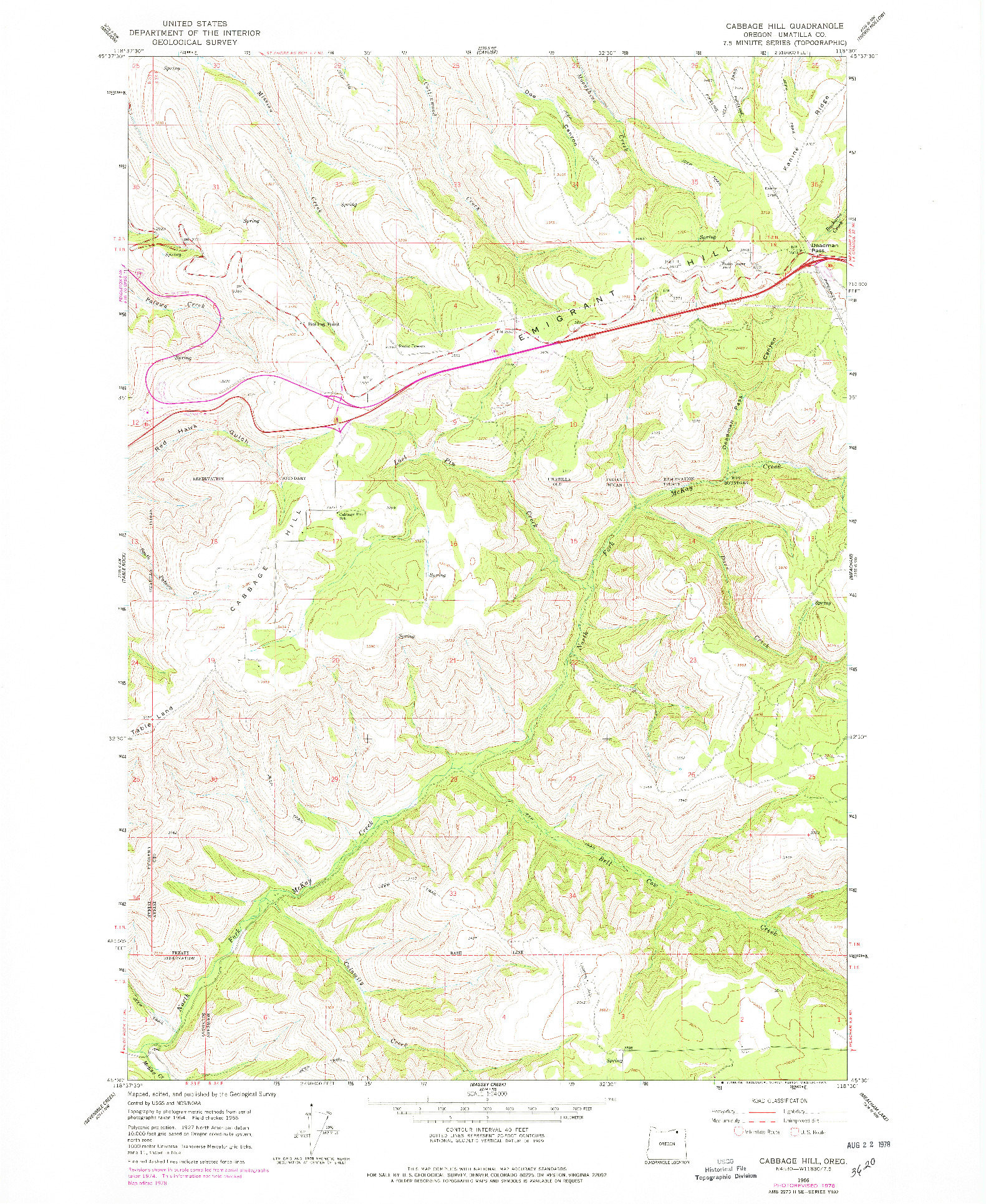 USGS 1:24000-SCALE QUADRANGLE FOR CABBAGE HILL, OR 1966
