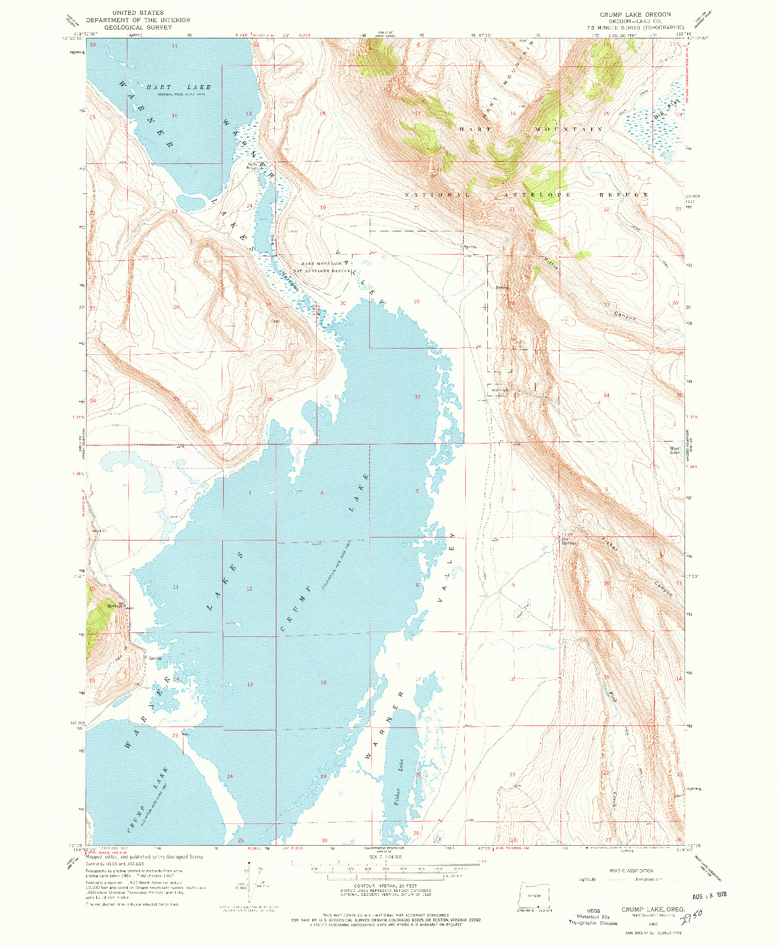 USGS 1:24000-SCALE QUADRANGLE FOR CRUMP LAKE, OR 1967