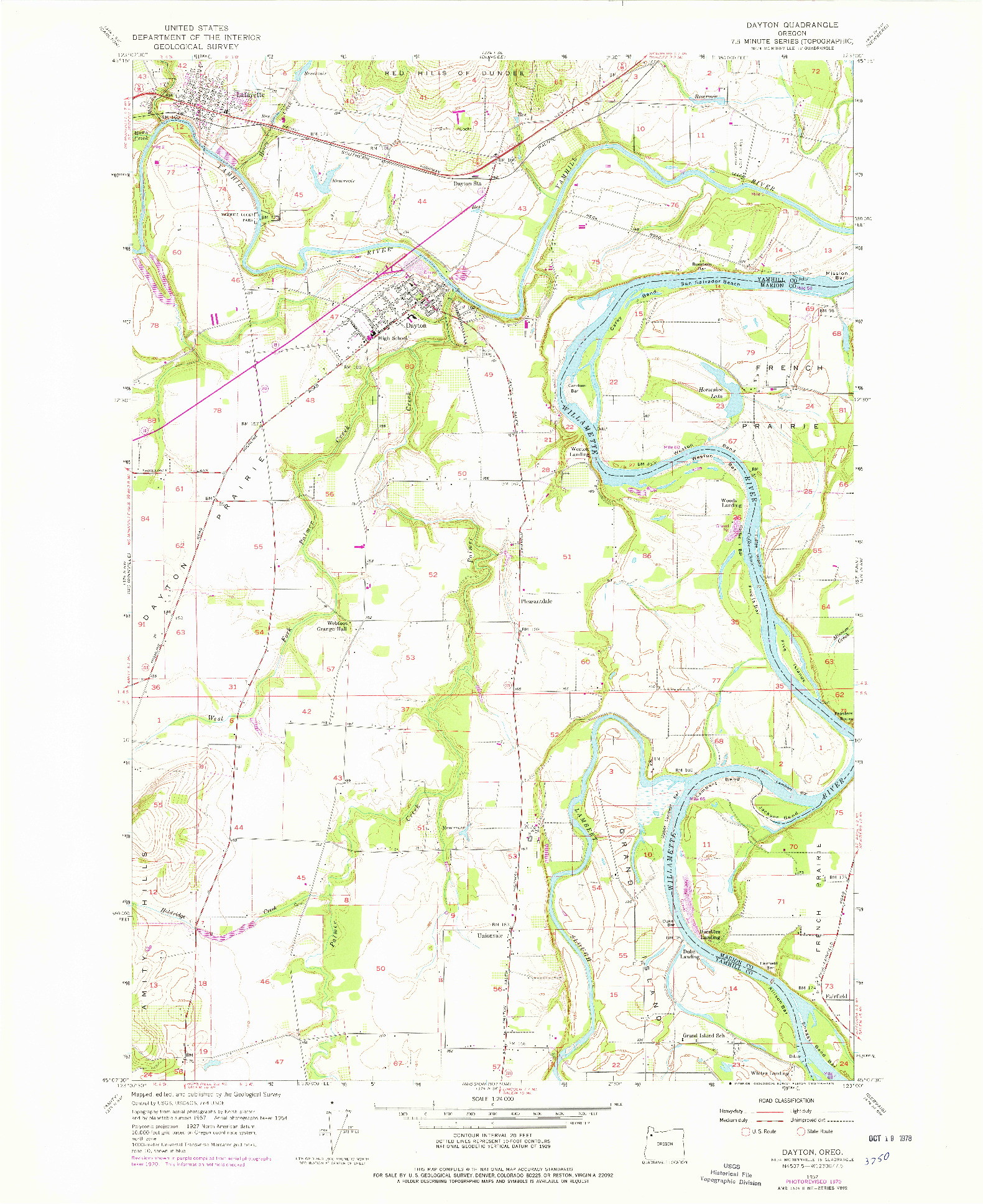 USGS 1:24000-SCALE QUADRANGLE FOR DAYTON, OR 1957