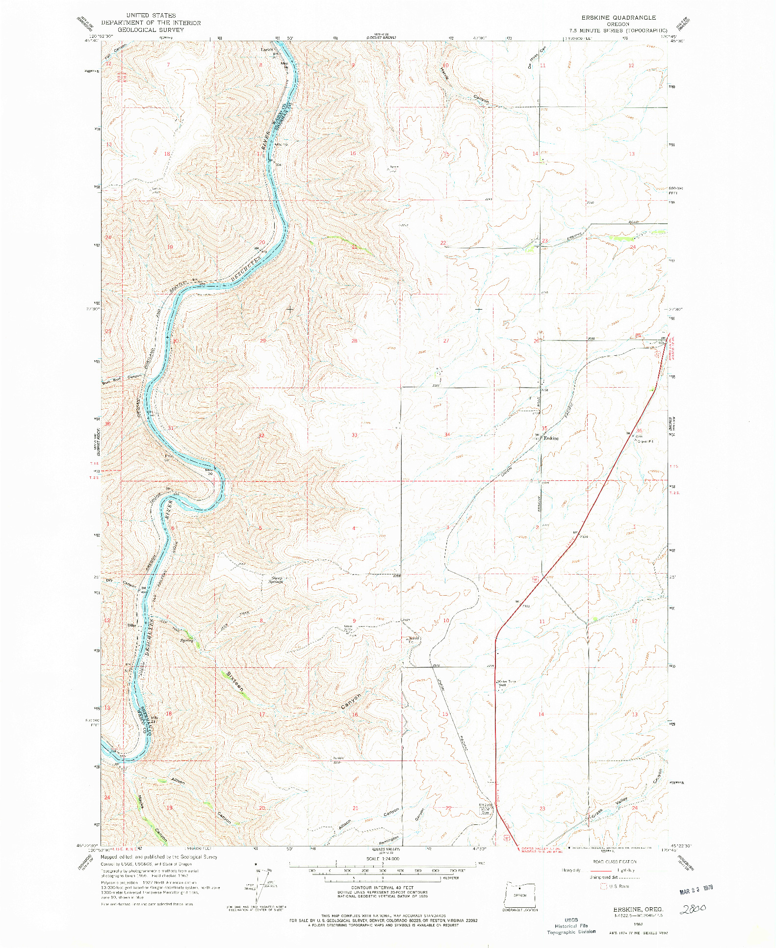 USGS 1:24000-SCALE QUADRANGLE FOR ERSKINE, OR 1962