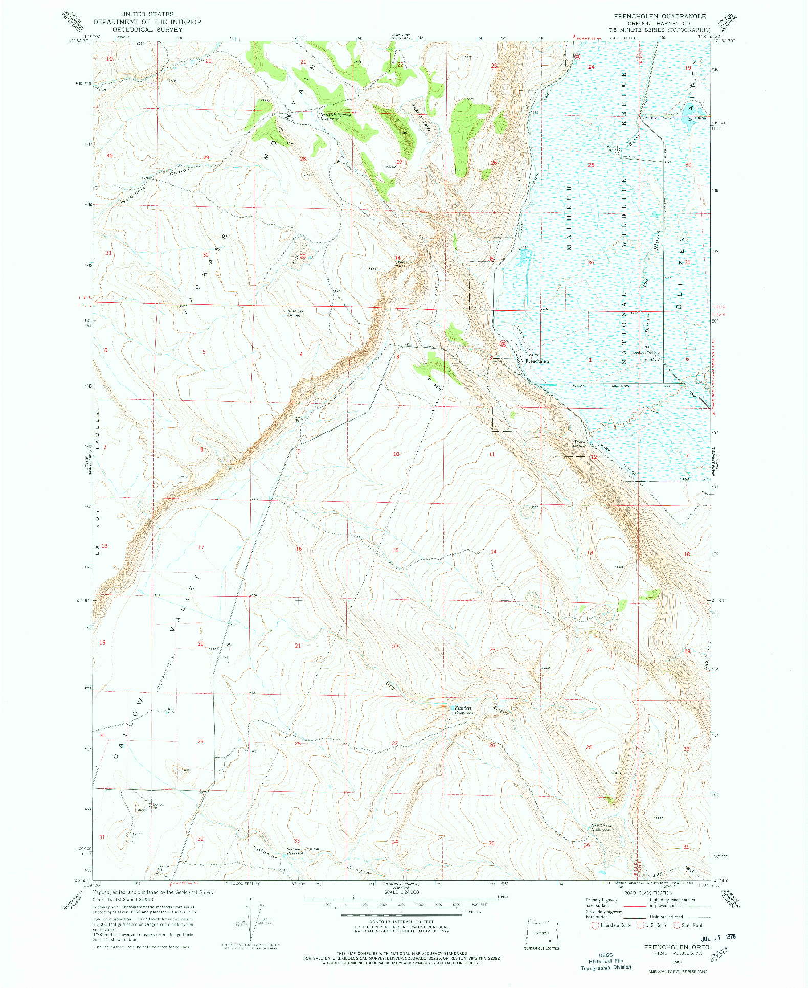 USGS 1:24000-SCALE QUADRANGLE FOR FRENCHGLEN, OR 1967