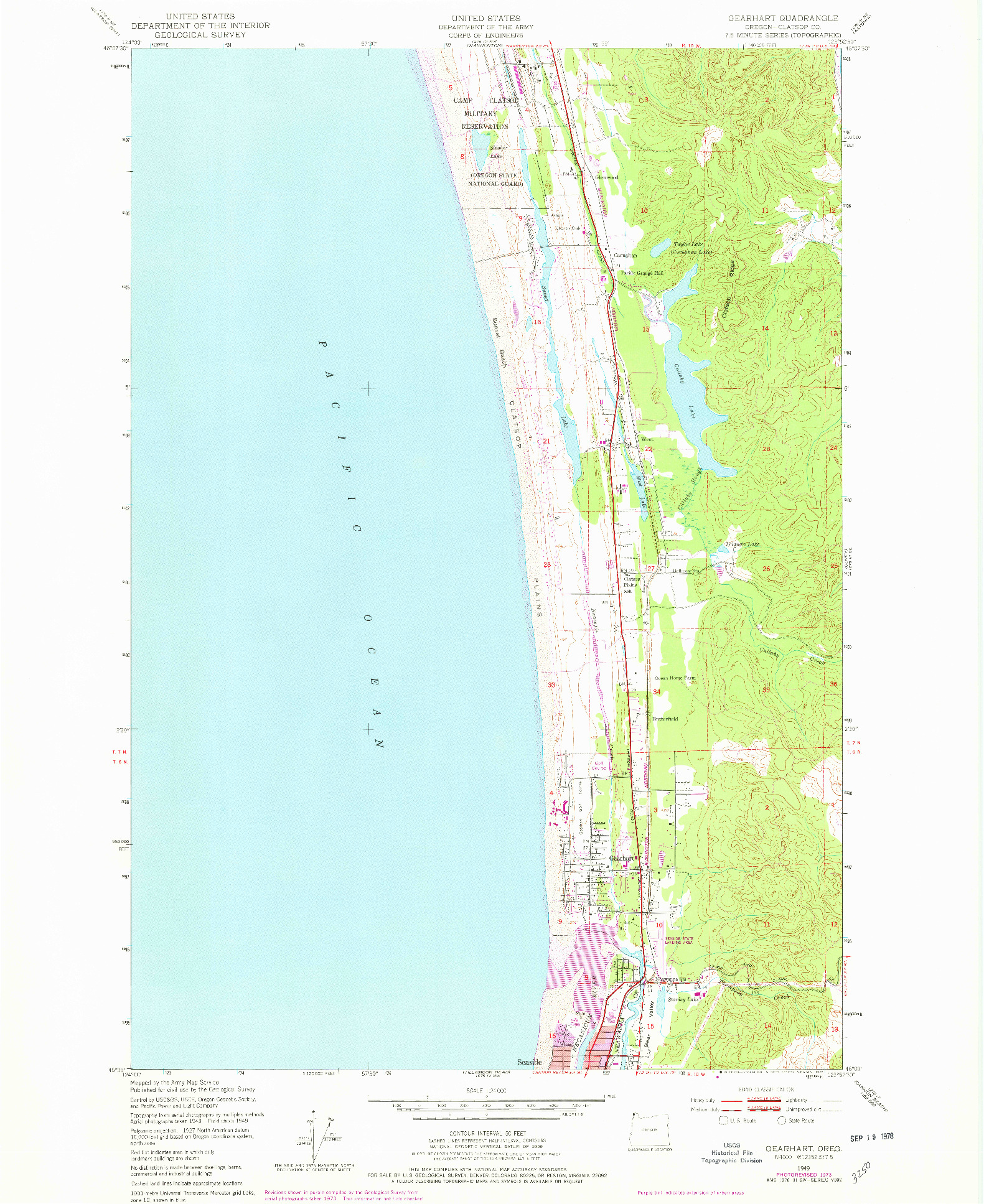 USGS 1:24000-SCALE QUADRANGLE FOR GEARHART, OR 1949