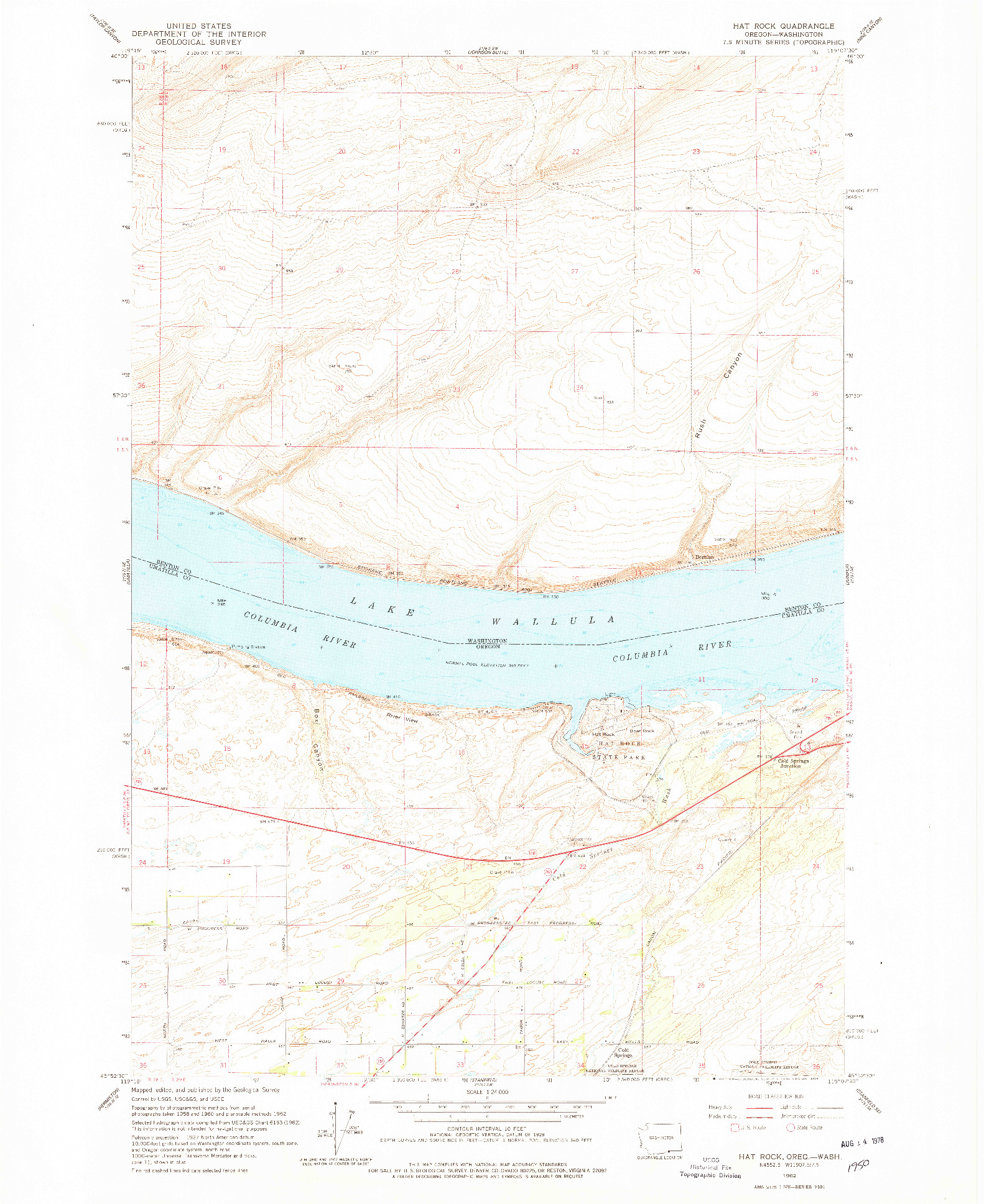 USGS 1:24000-SCALE QUADRANGLE FOR HAT ROCK, OR 1962