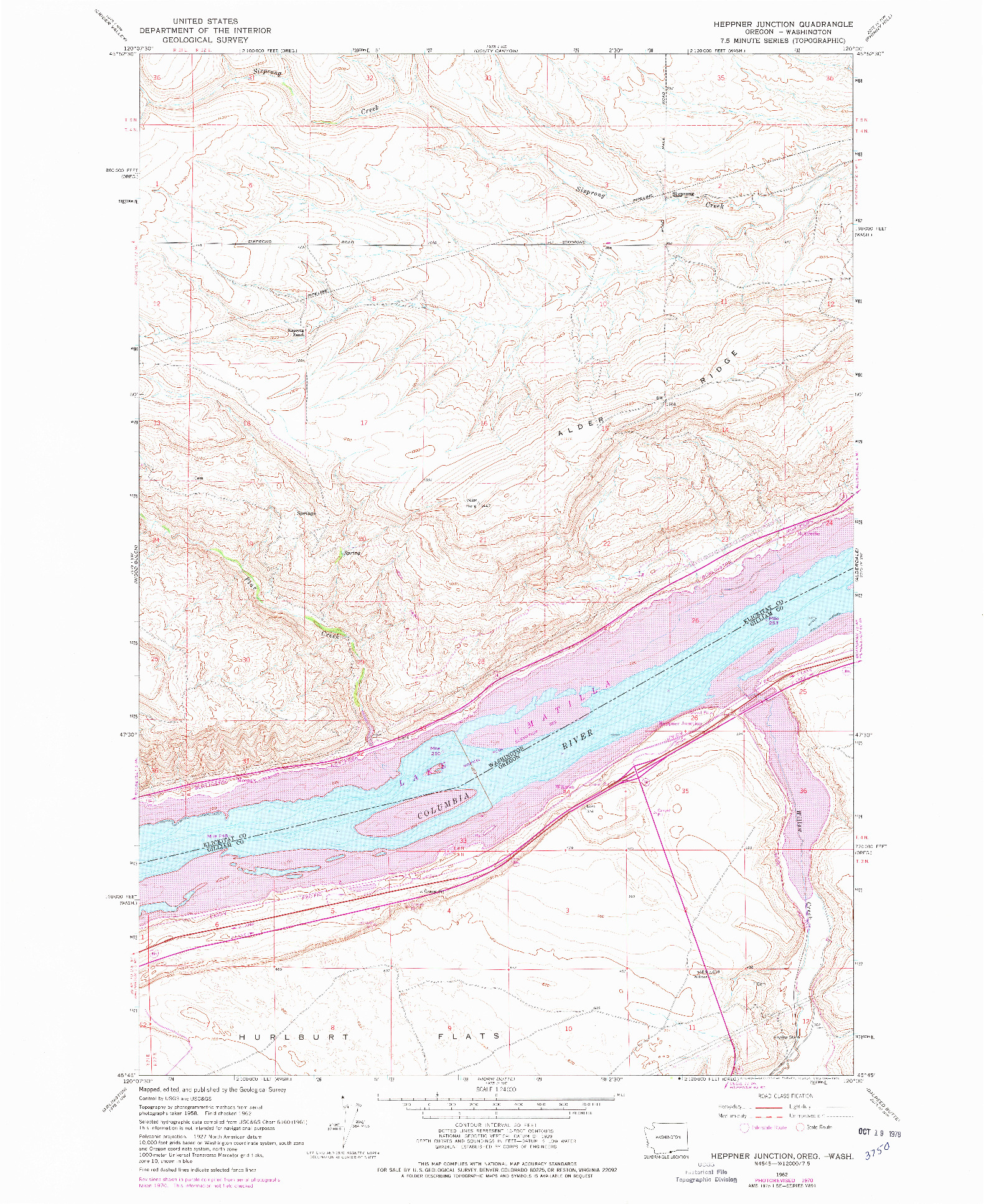 USGS 1:24000-SCALE QUADRANGLE FOR HEPPNER JUNCTION, OR 1962