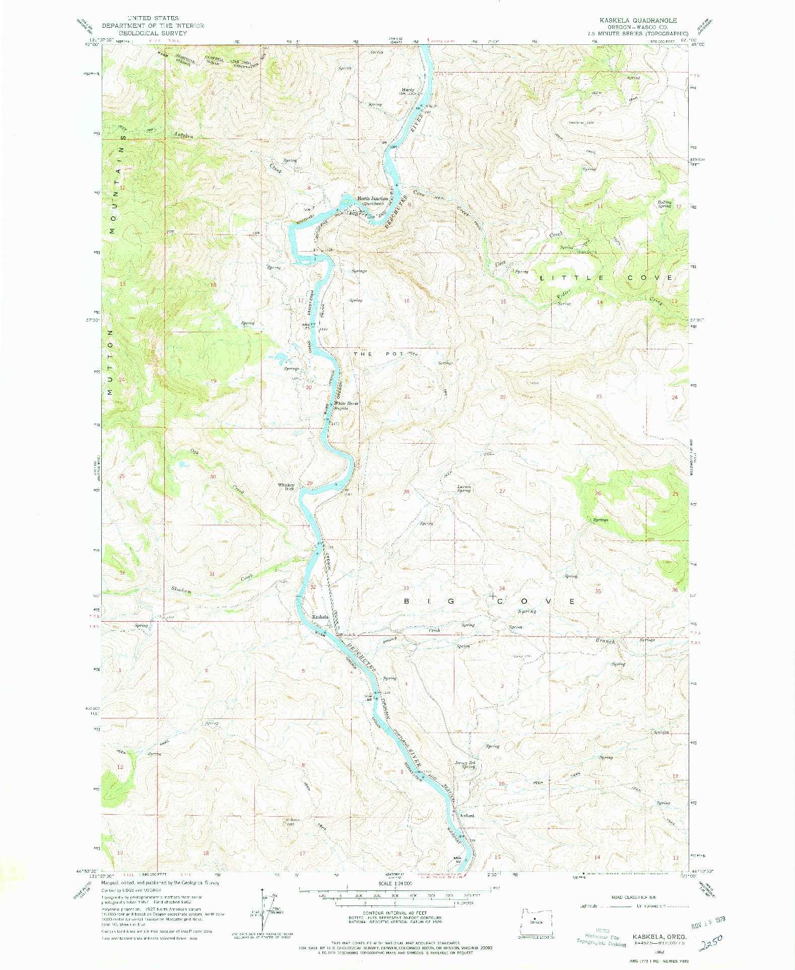 USGS 1:24000-SCALE QUADRANGLE FOR KASKELA, OR 1962
