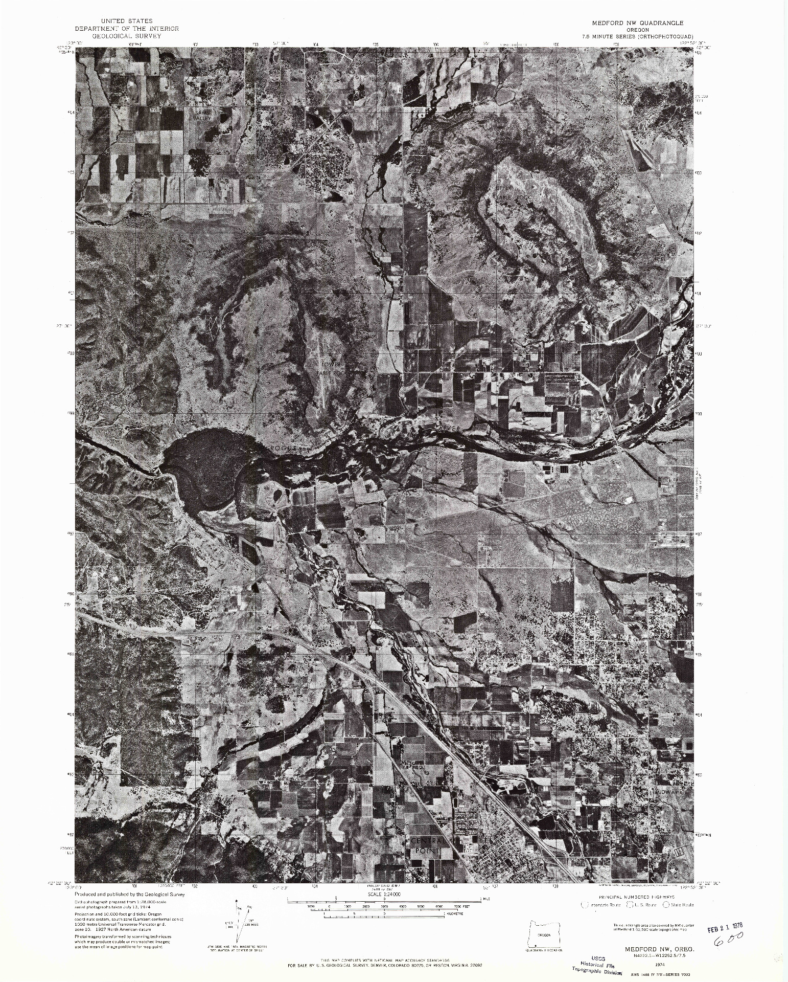 USGS 1:24000-SCALE QUADRANGLE FOR MEDFORD NW, OR 1974