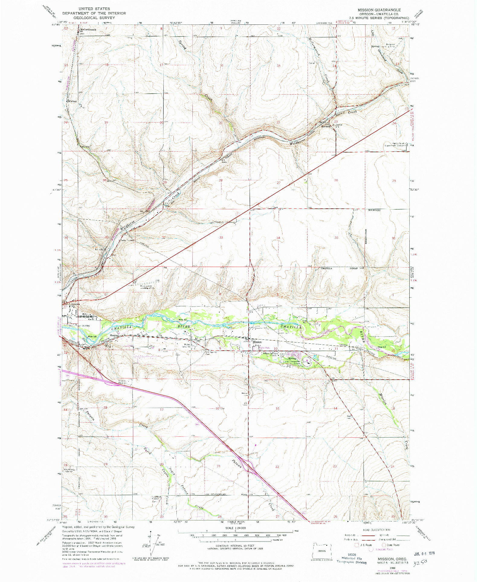 USGS 1:24000-SCALE QUADRANGLE FOR MISSION, OR 1966