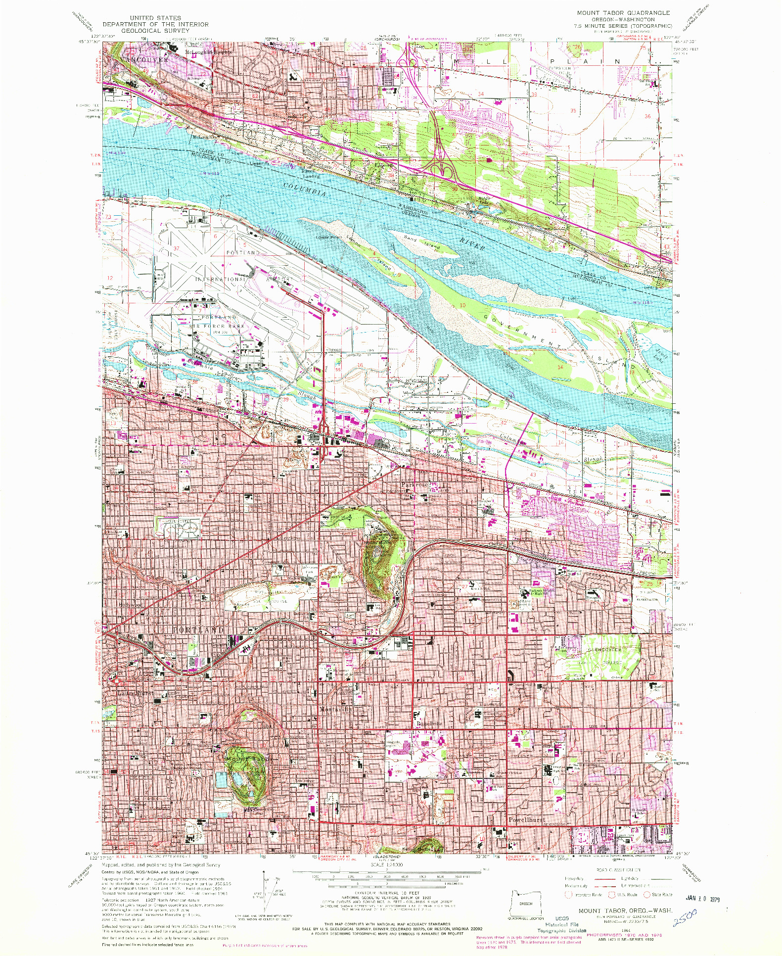 USGS 1:24000-SCALE QUADRANGLE FOR MOUNT TABOR, OR 1961