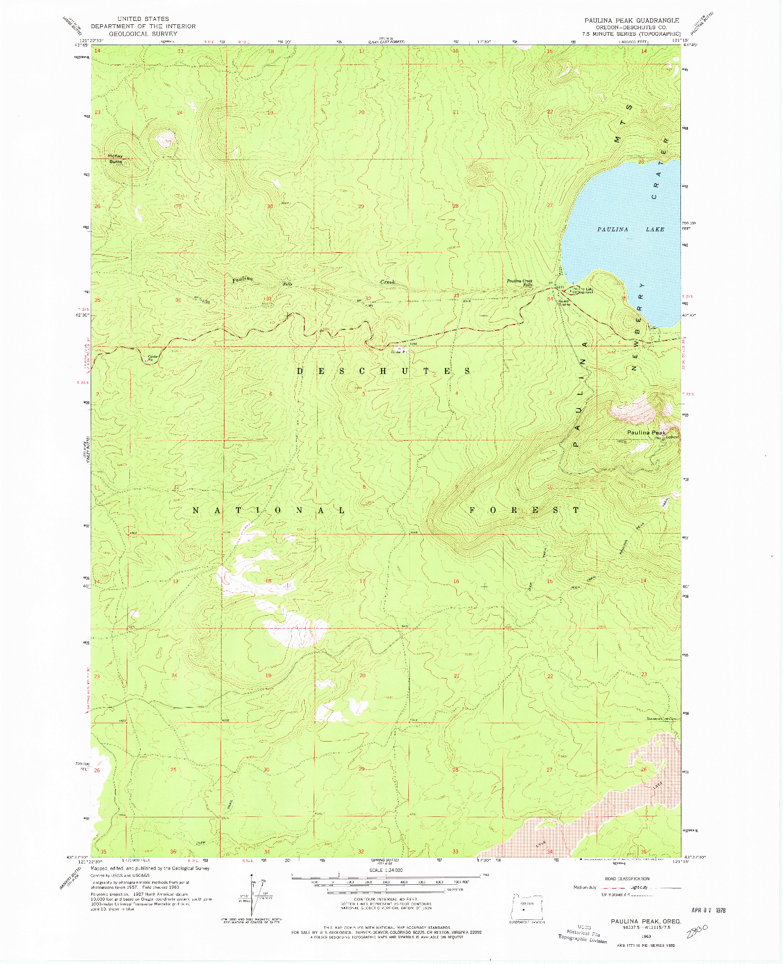 USGS 1:24000-SCALE QUADRANGLE FOR PAULINA PEAK, OR 1963