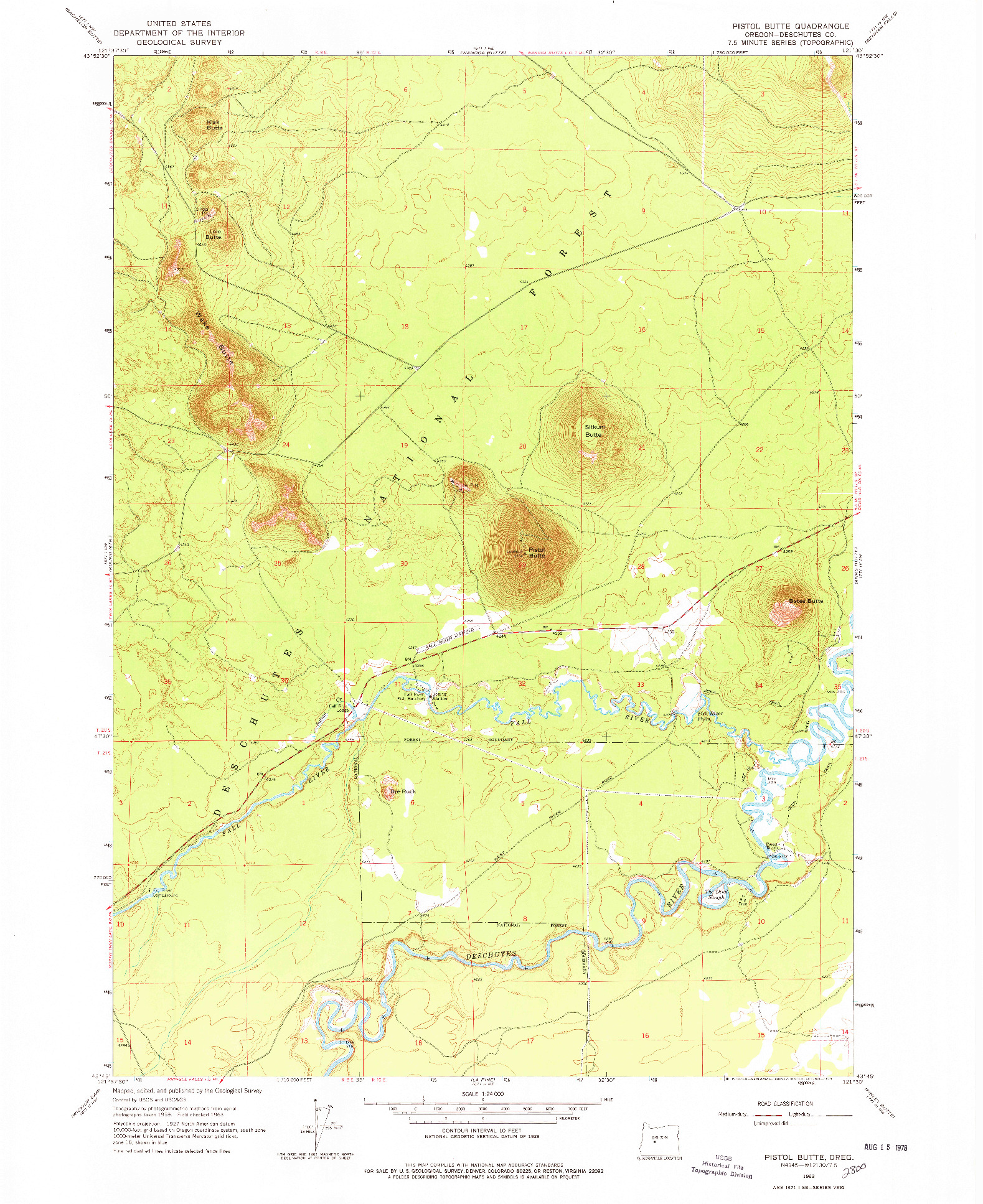 USGS 1:24000-SCALE QUADRANGLE FOR PISTOL BUTTE, OR 1963