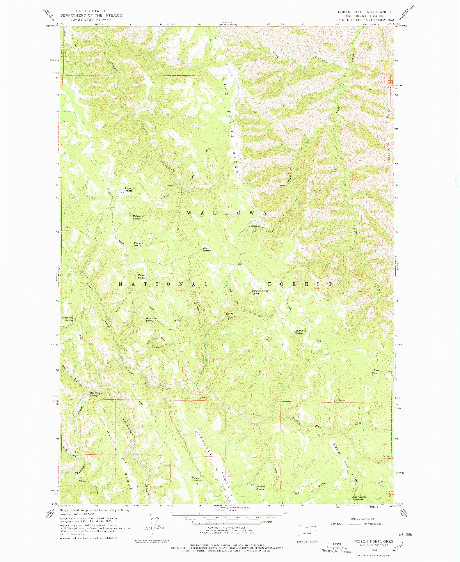 USGS 1:24000-SCALE QUADRANGLE FOR POISON POINT, OR 1963