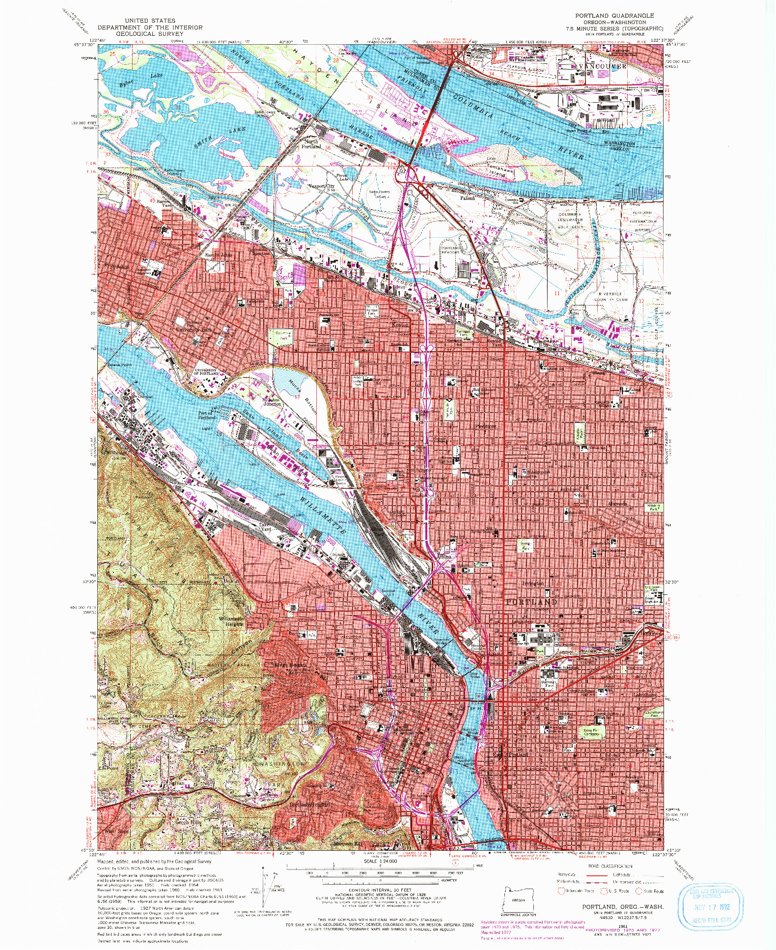 USGS 1:24000-SCALE QUADRANGLE FOR PORTLAND, OR 1961