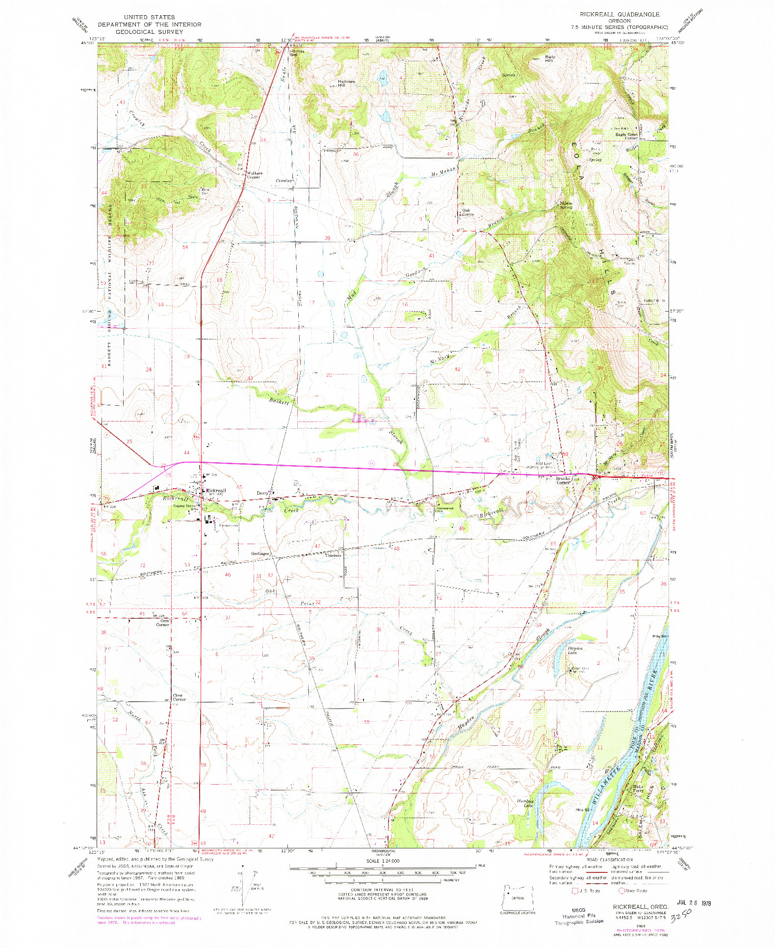 USGS 1:24000-SCALE QUADRANGLE FOR RICKREALL, OR 1969