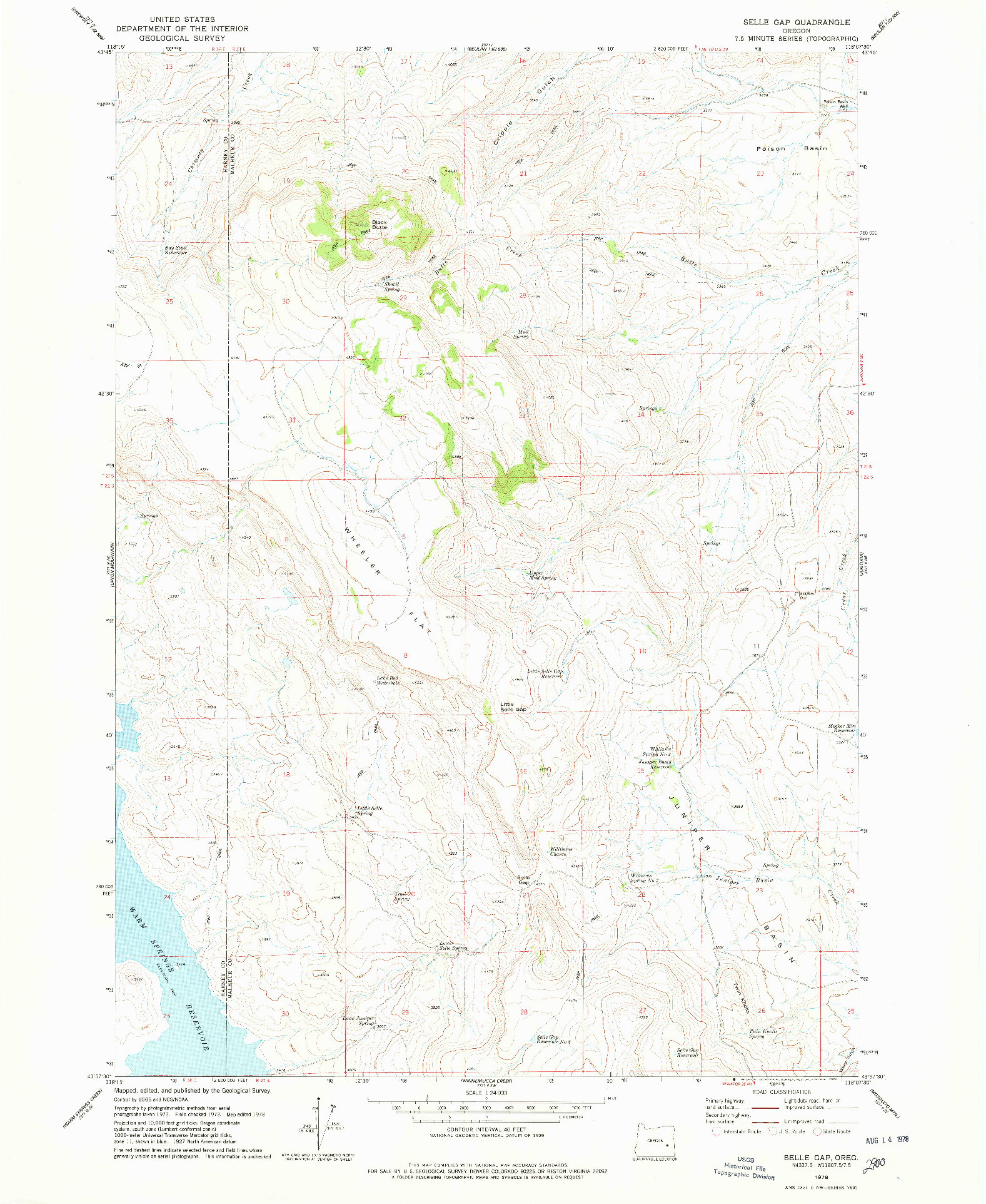 USGS 1:24000-SCALE QUADRANGLE FOR SELLE GAP, OR 1978