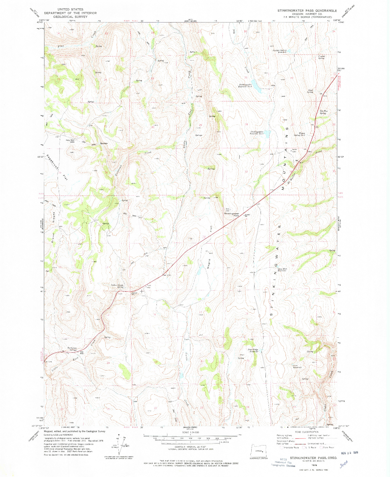 USGS 1:24000-SCALE QUADRANGLE FOR STINKINGWATER PASS, OR 1978