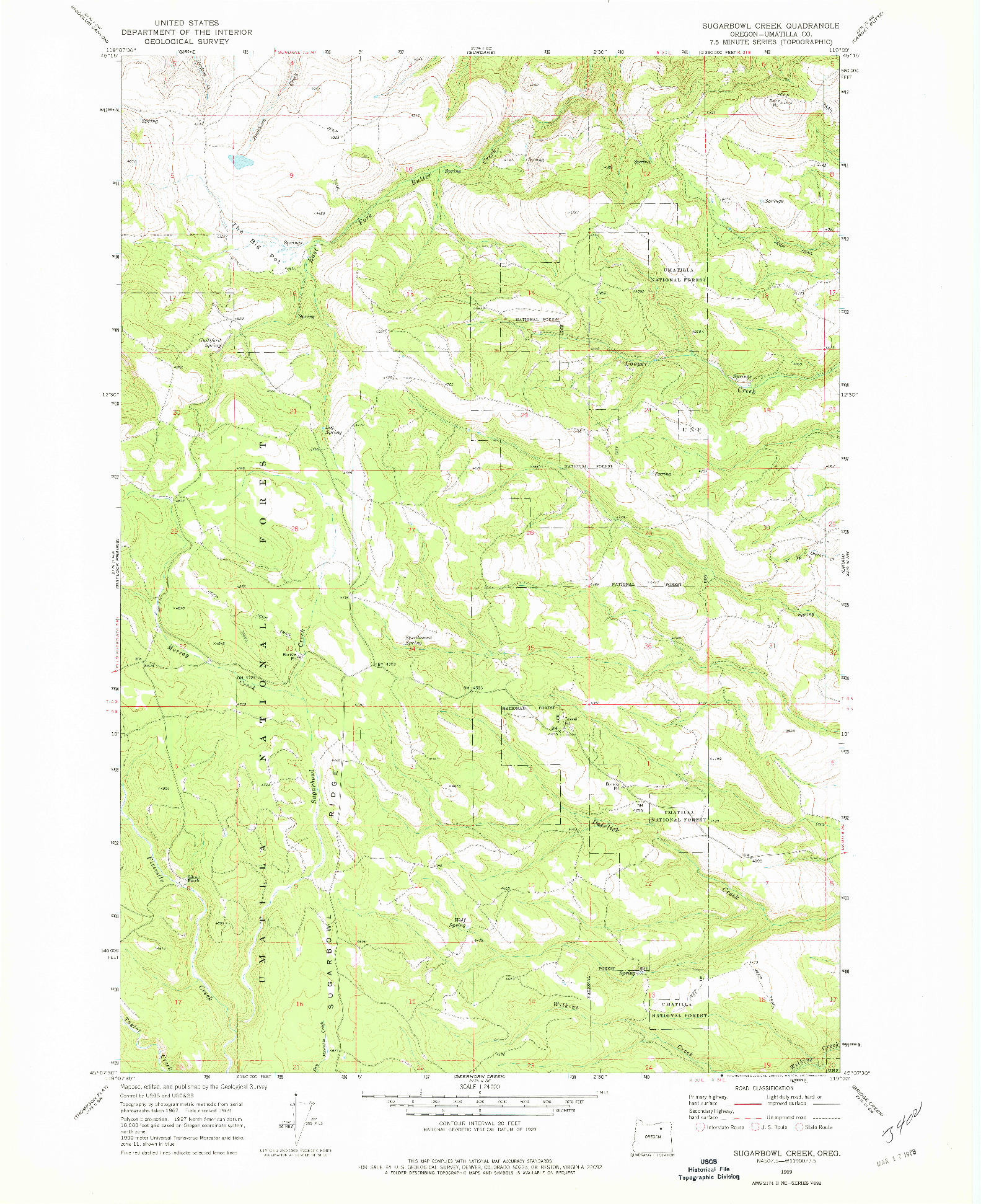 USGS 1:24000-SCALE QUADRANGLE FOR SUGARBOWL CREEK, OR 1969