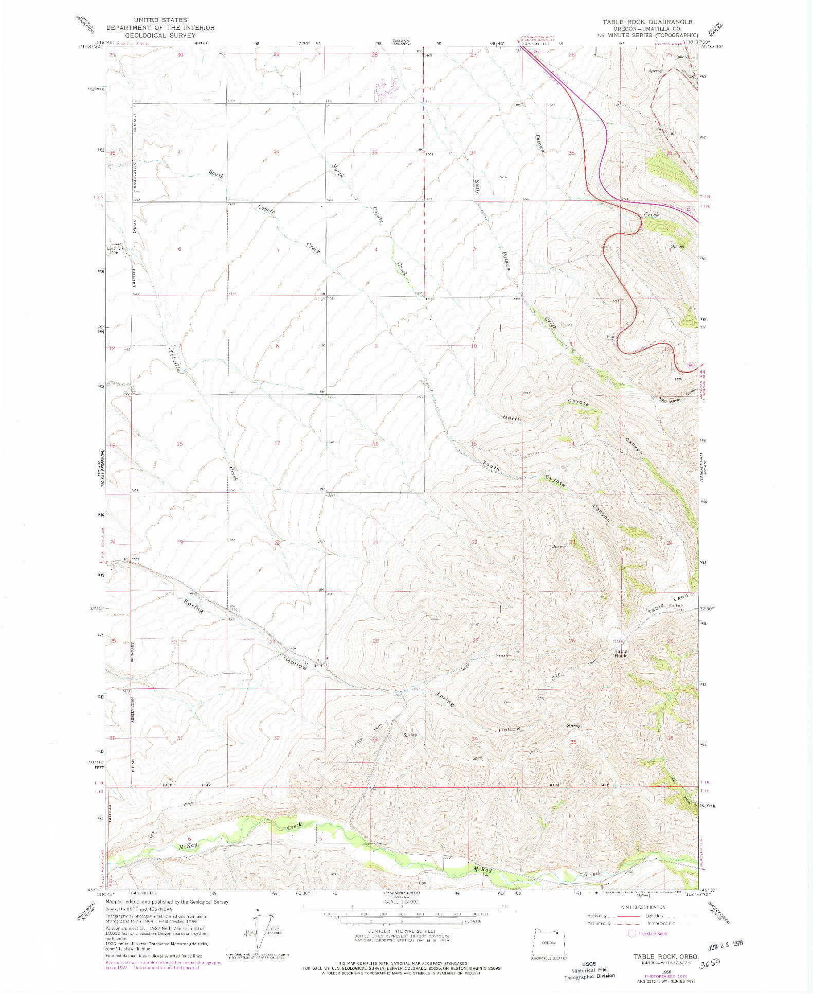 USGS 1:24000-SCALE QUADRANGLE FOR TABLE ROCK, OR 1966