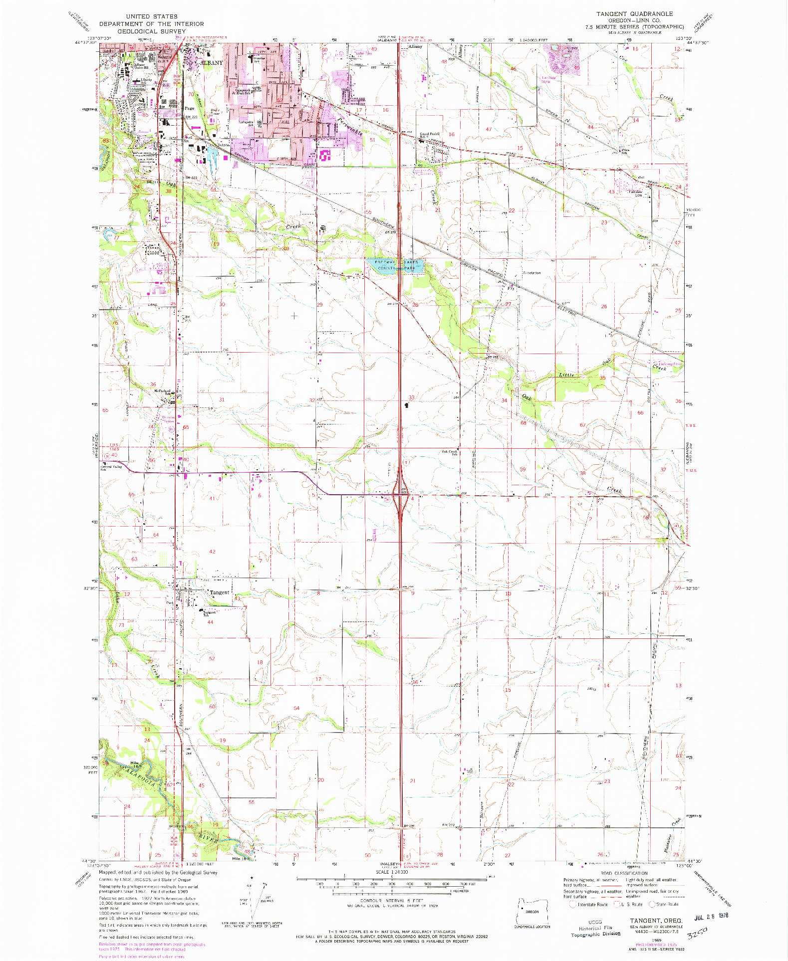 USGS 1:24000-SCALE QUADRANGLE FOR TANGENT, OR 1969