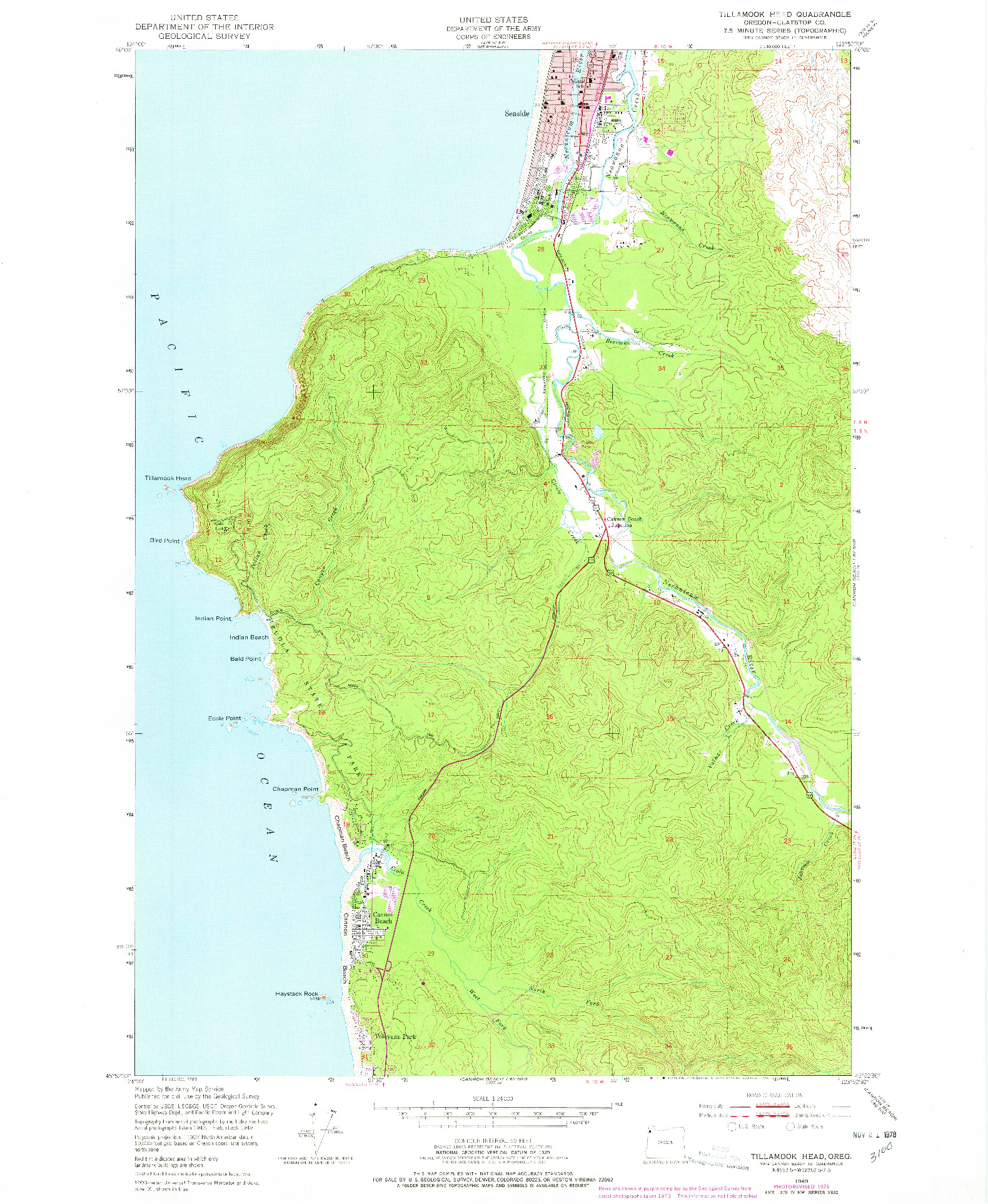 USGS 1:24000-SCALE QUADRANGLE FOR TILLAMOOK HEAD, OR 1949