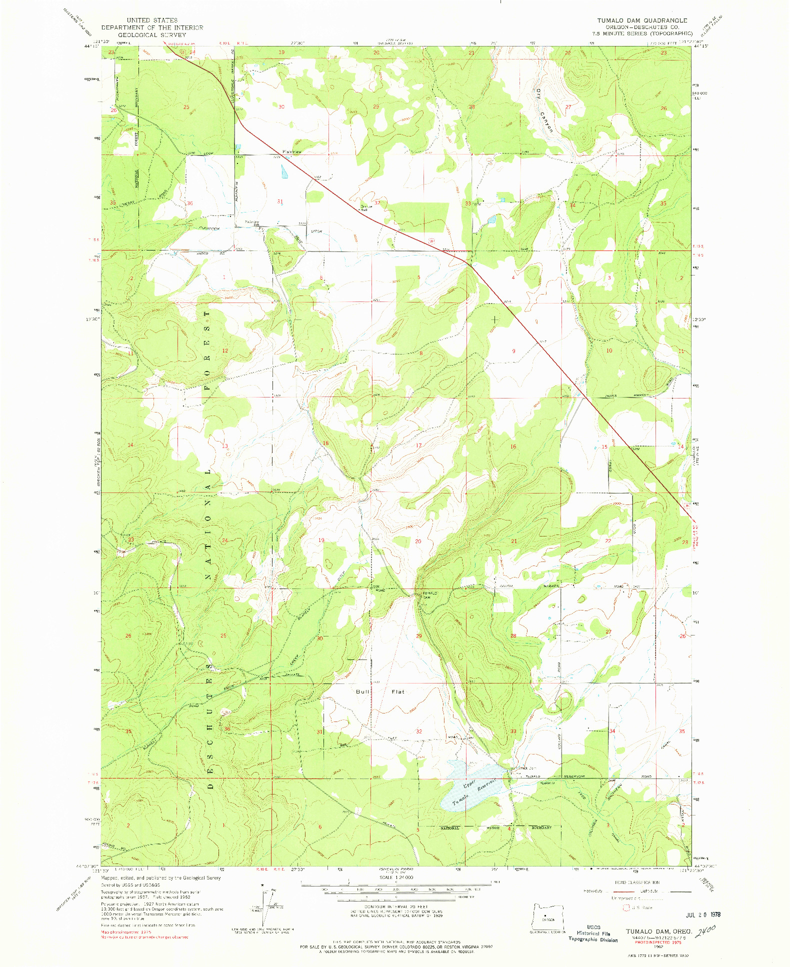 USGS 1:24000-SCALE QUADRANGLE FOR TUMALO DAM, OR 1962