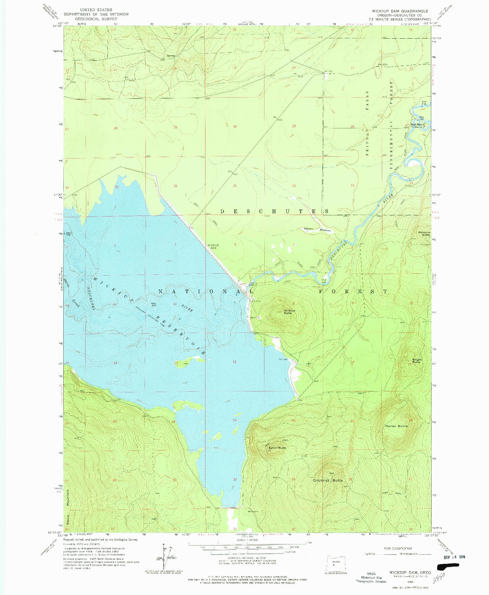 USGS 1:24000-SCALE QUADRANGLE FOR WICKIUP DAM, OR 1963