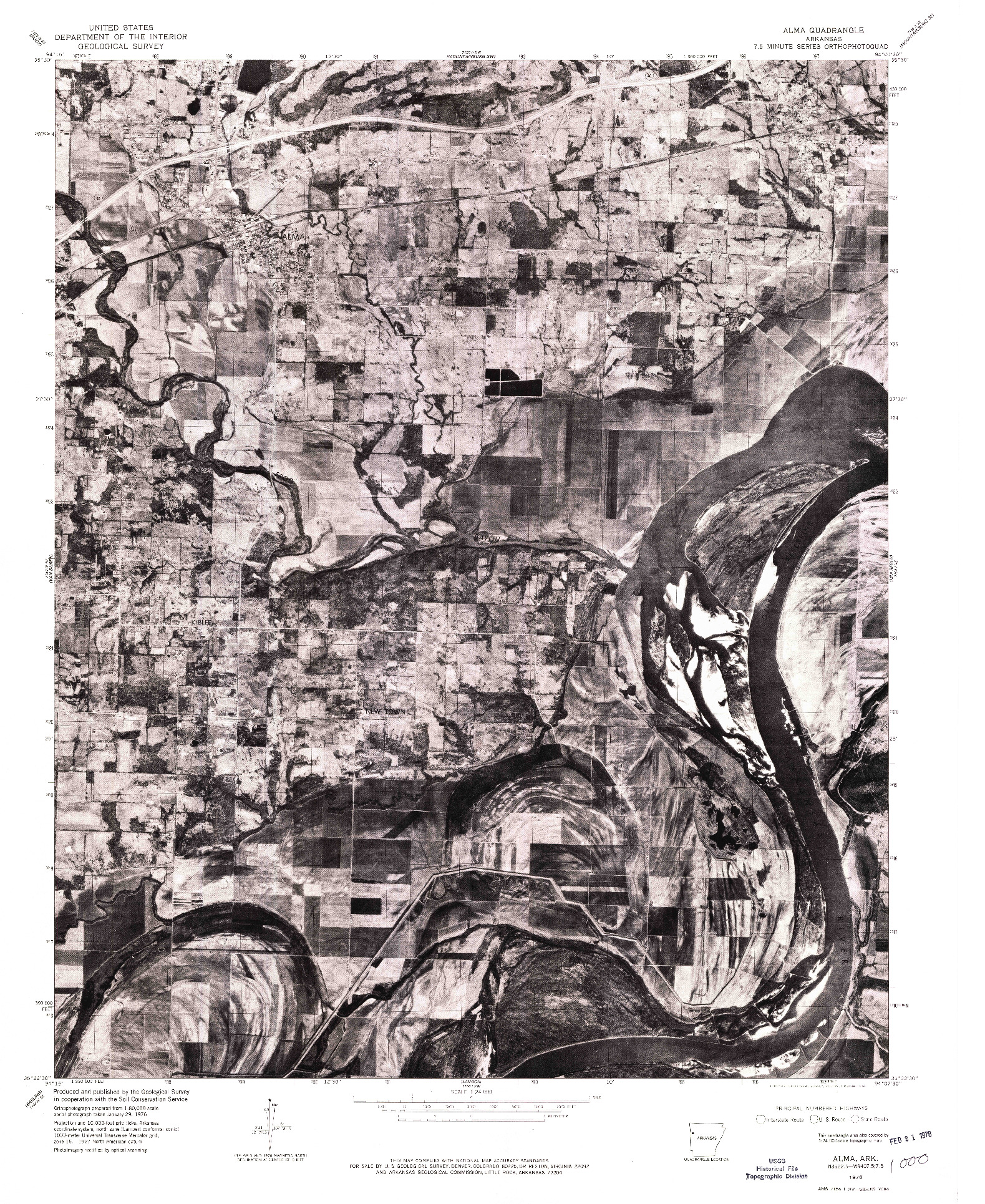 USGS 1:24000-SCALE QUADRANGLE FOR ALMA, AR 1976