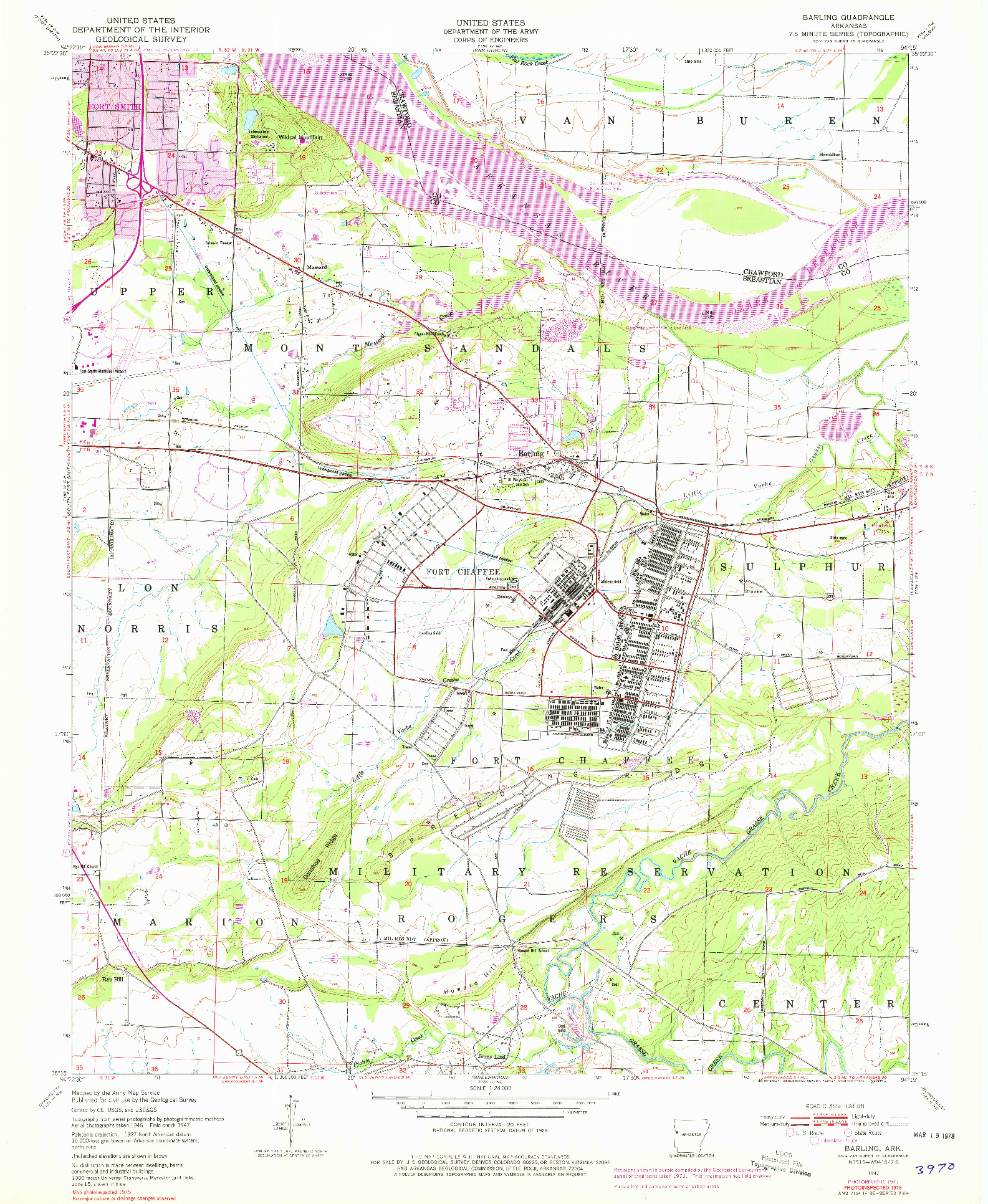 USGS 1:24000-SCALE QUADRANGLE FOR BARLING, AR 1947