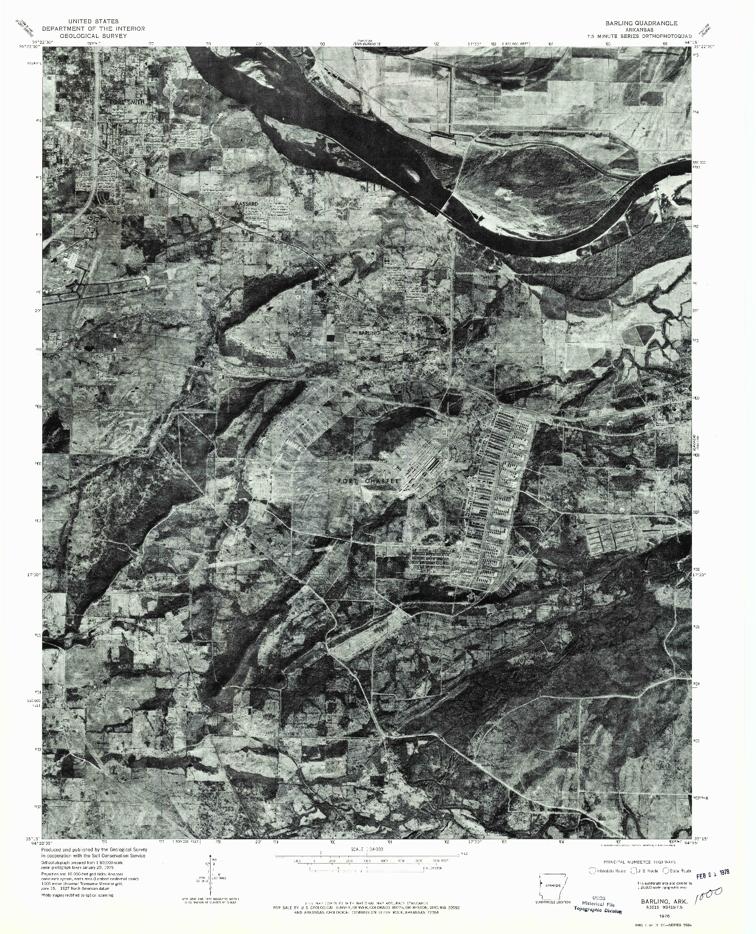 USGS 1:24000-SCALE QUADRANGLE FOR BARLING, AR 1976
